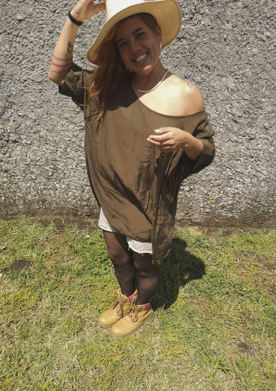 TOP OVERSIZED - SILKY CUPRO khaki - BERENIK