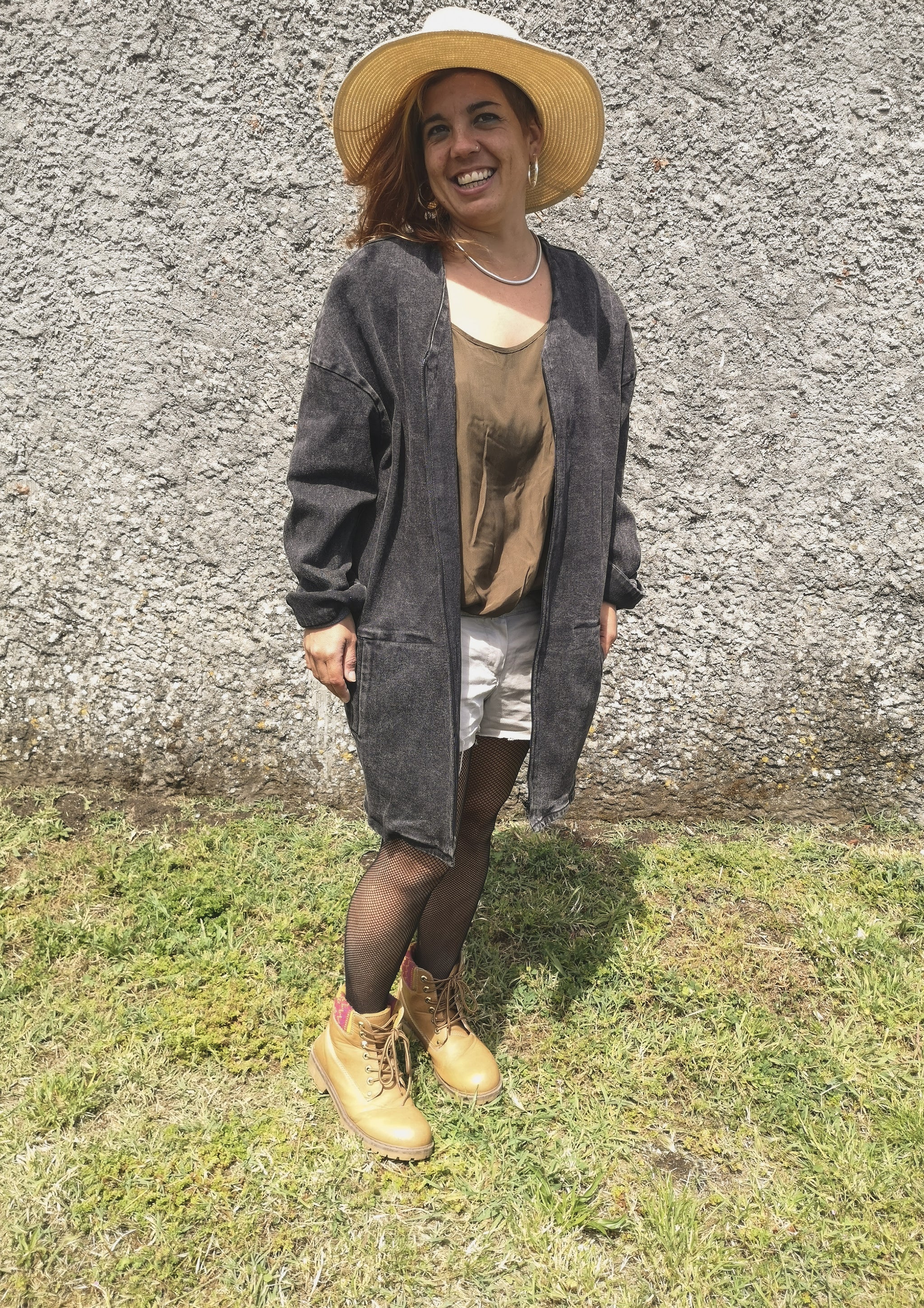 SUMMER DRESS/JACKET V-NECK ZIP - DENIM washed black - BERENIK