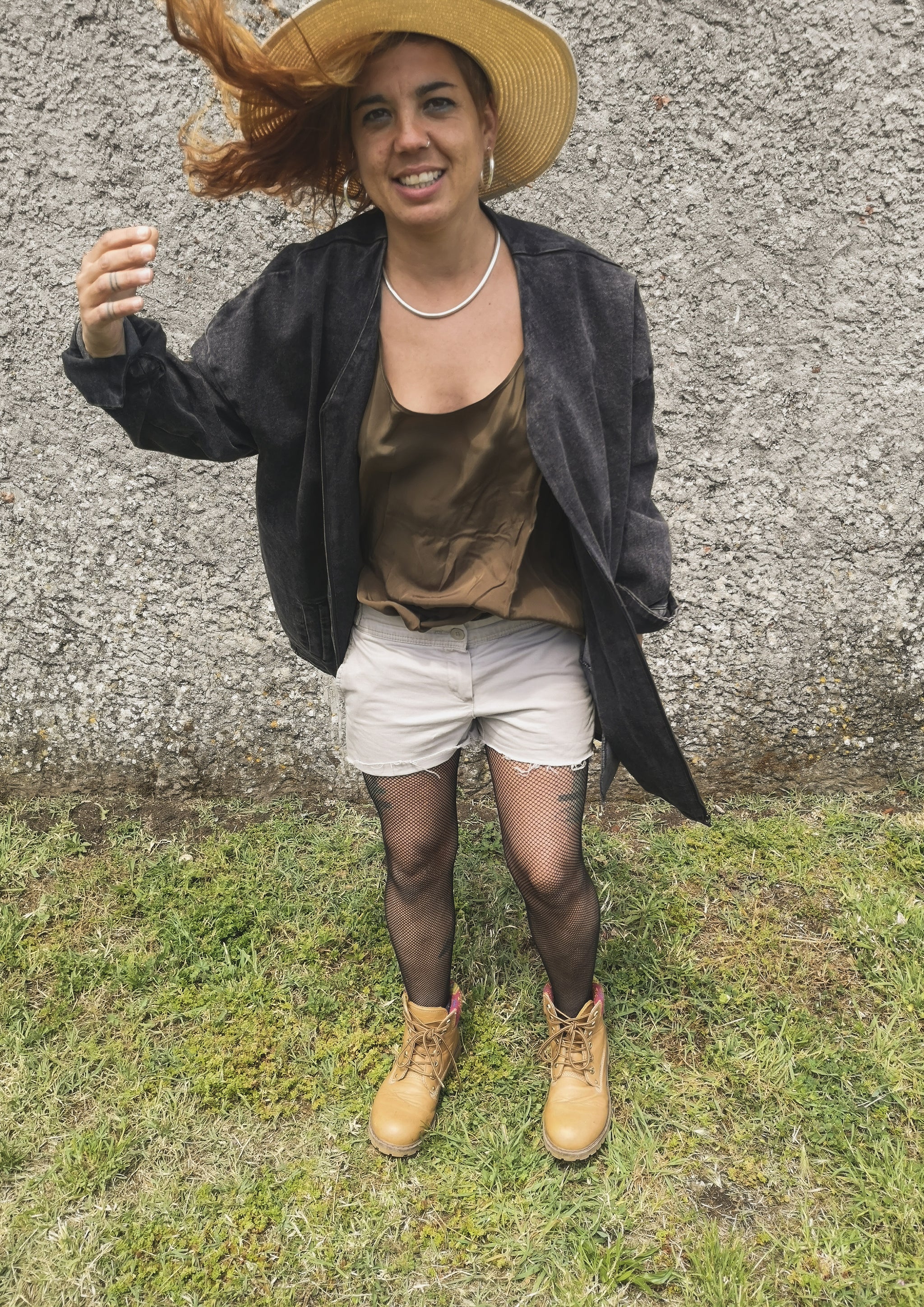 SUMMER DRESS/JACKET V-NECK ZIP - DENIM washed black - BERENIK