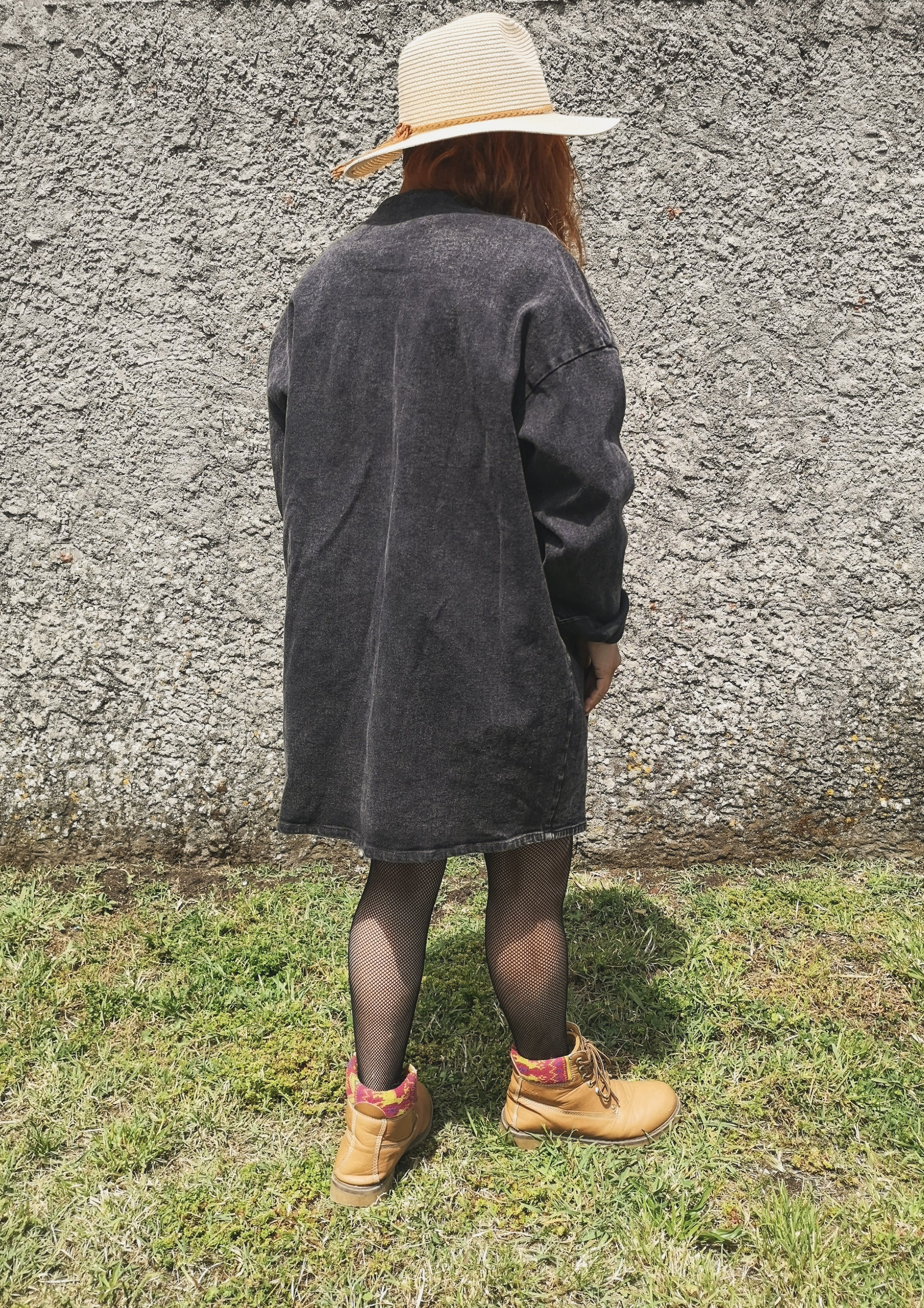 SUMMER DRESS/JACKET V-NECK ZIP - DENIM washed black - BERENIK