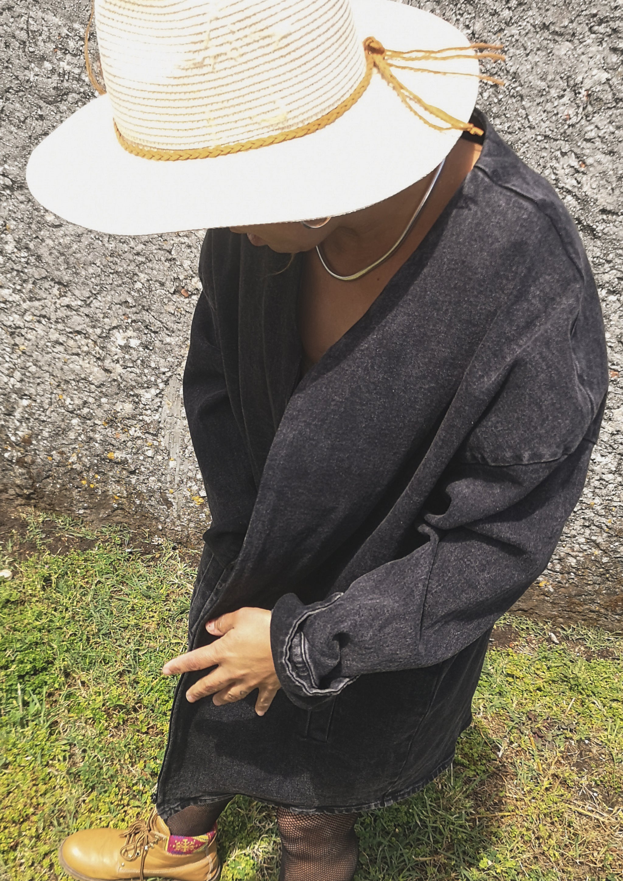 SUMMER DRESS/JACKET V-NECK ZIP - DENIM washed black - BERENIK