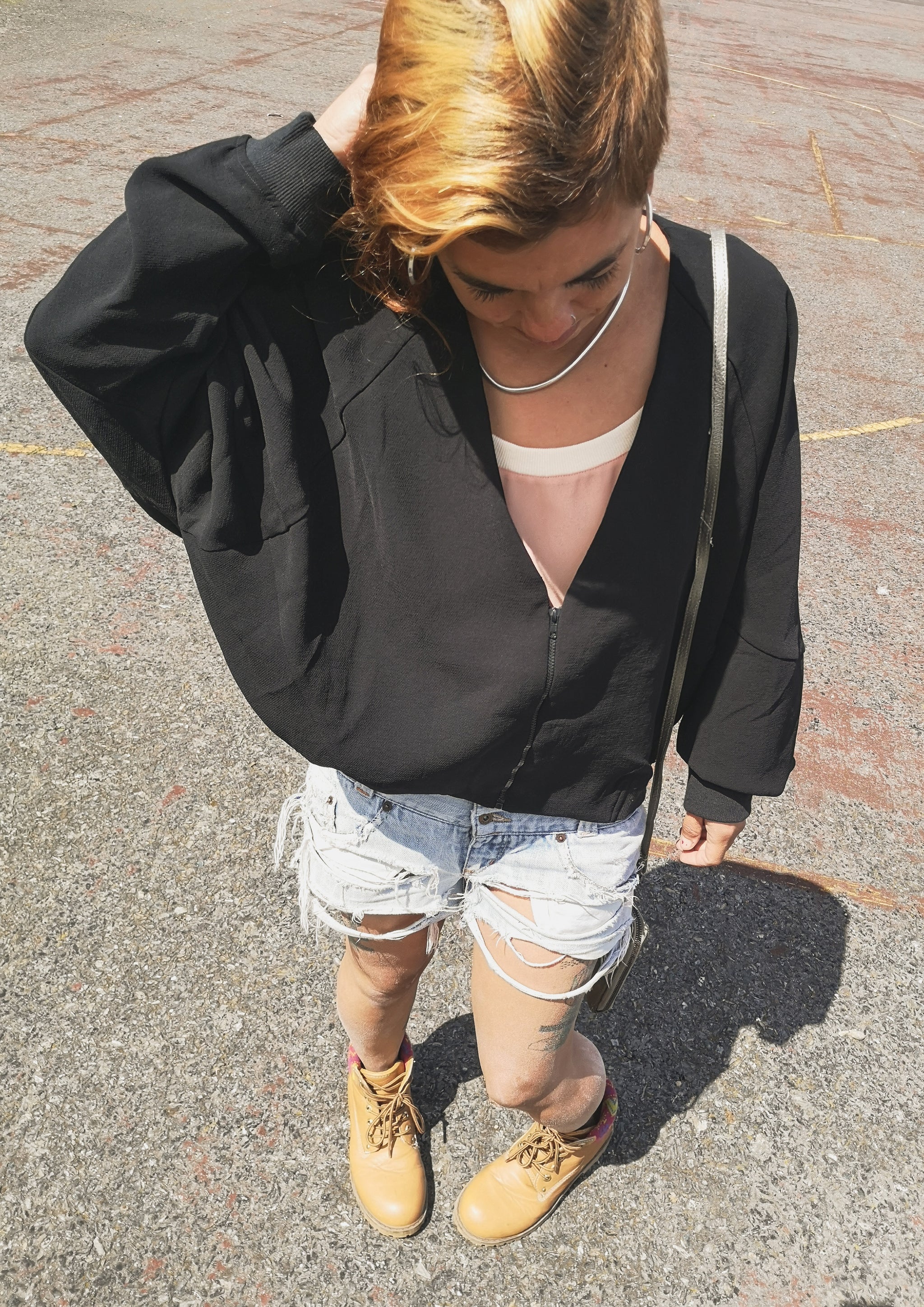 JACKET V-COLLAR - VINTAGE SAKURA CREPE black - BERENIK