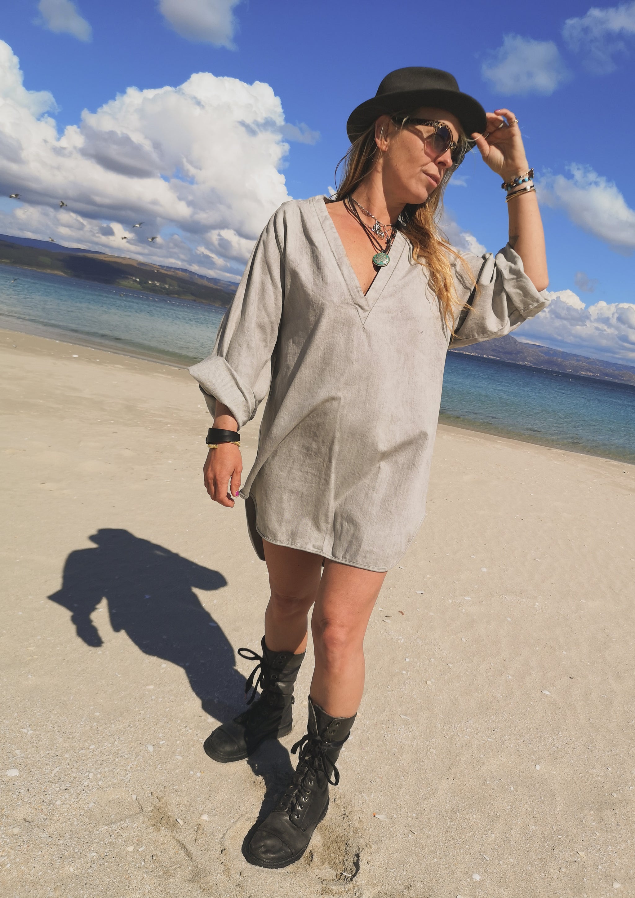 SHIRT/DRESS - DENIM light grey washed - BERENIK