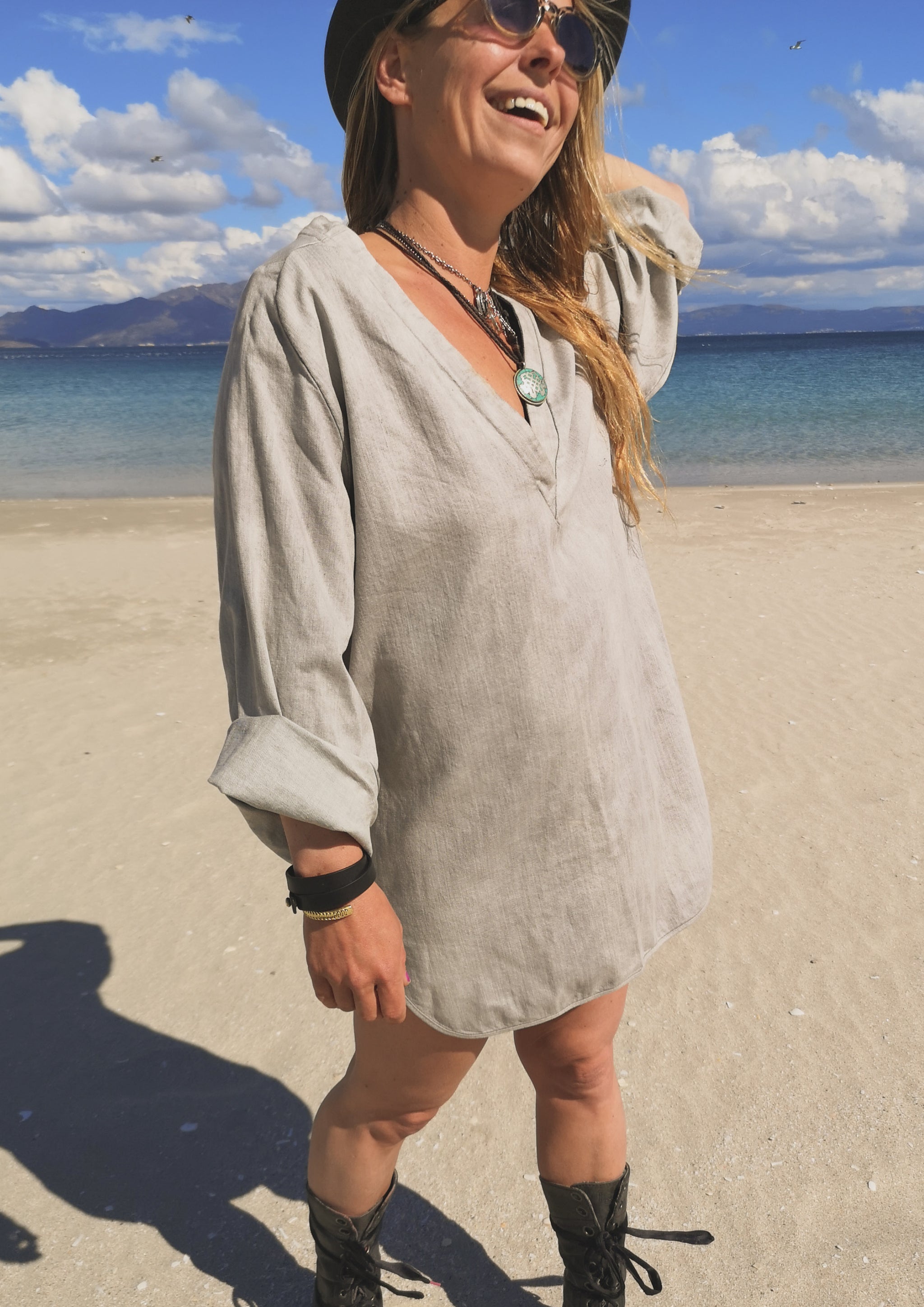 SHIRT/DRESS - DENIM light grey washed - BERENIK