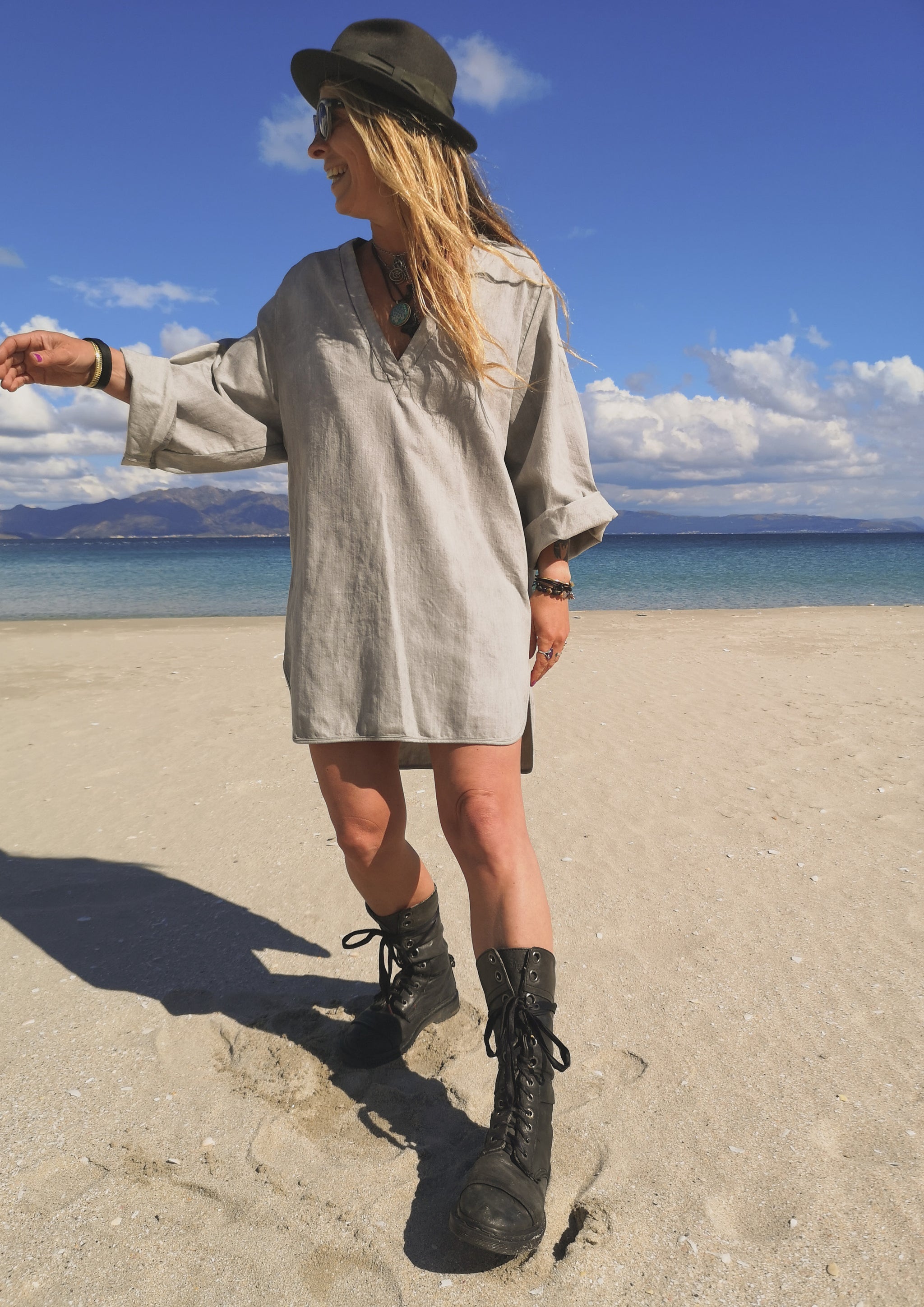 SHIRT/DRESS - DENIM light grey washed - BERENIK