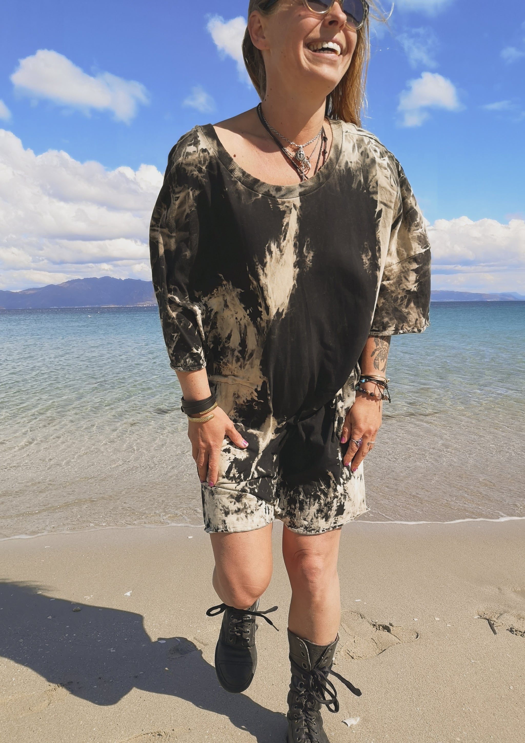 SHIRT DRESS - black / white - BERENIK