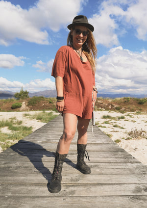 JUMPSUIT SHORT - CUTE COTTON rust - BERENIK