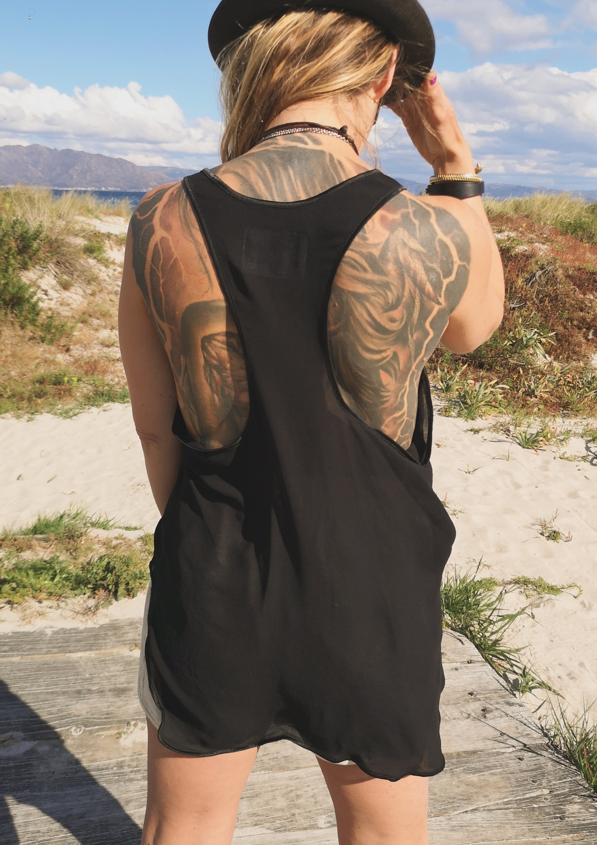 TANK TOP - VINTAGE GEORGETTE black - BERENIK