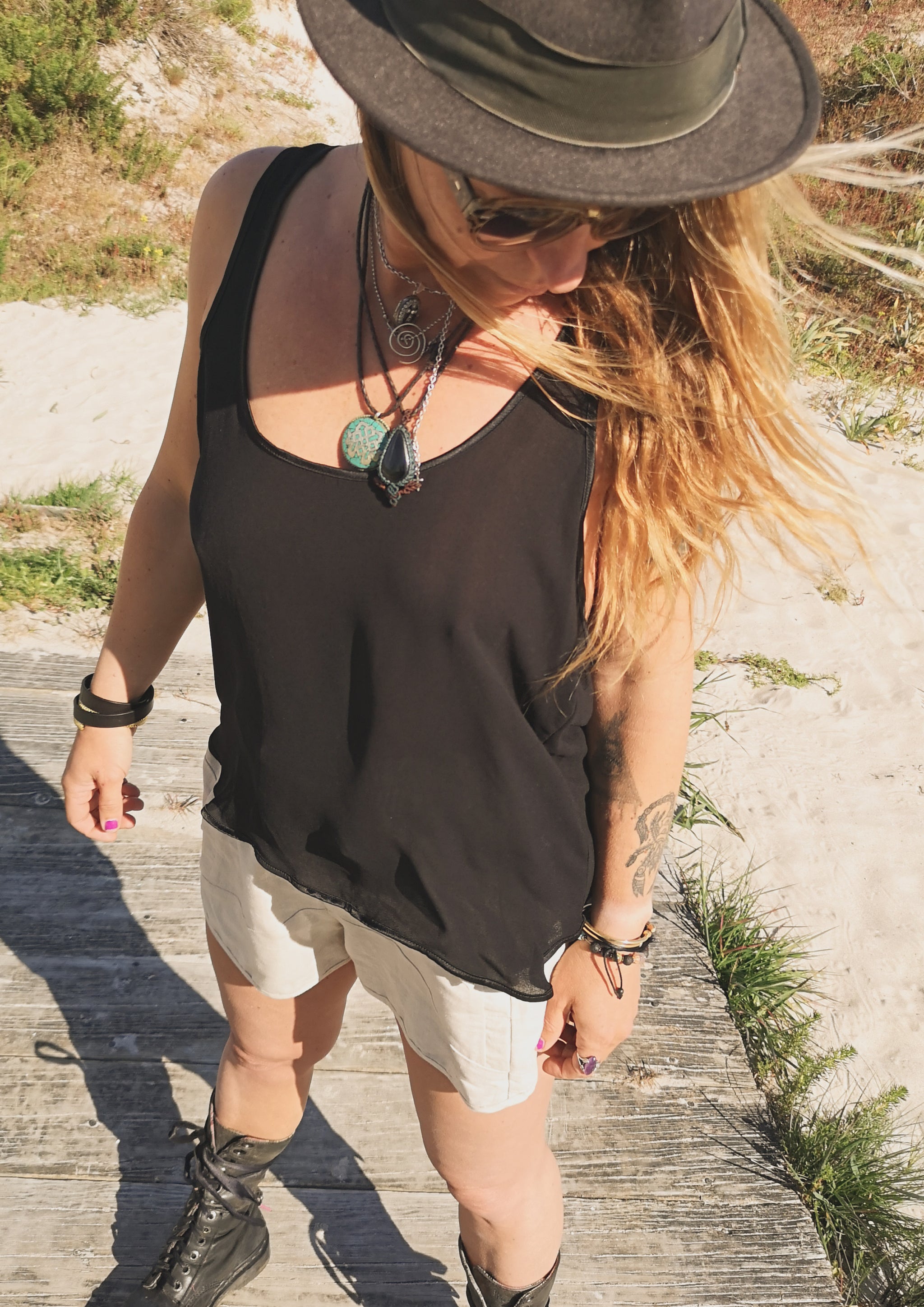 TANK TOP - VINTAGE GEORGETTE black - BERENIK