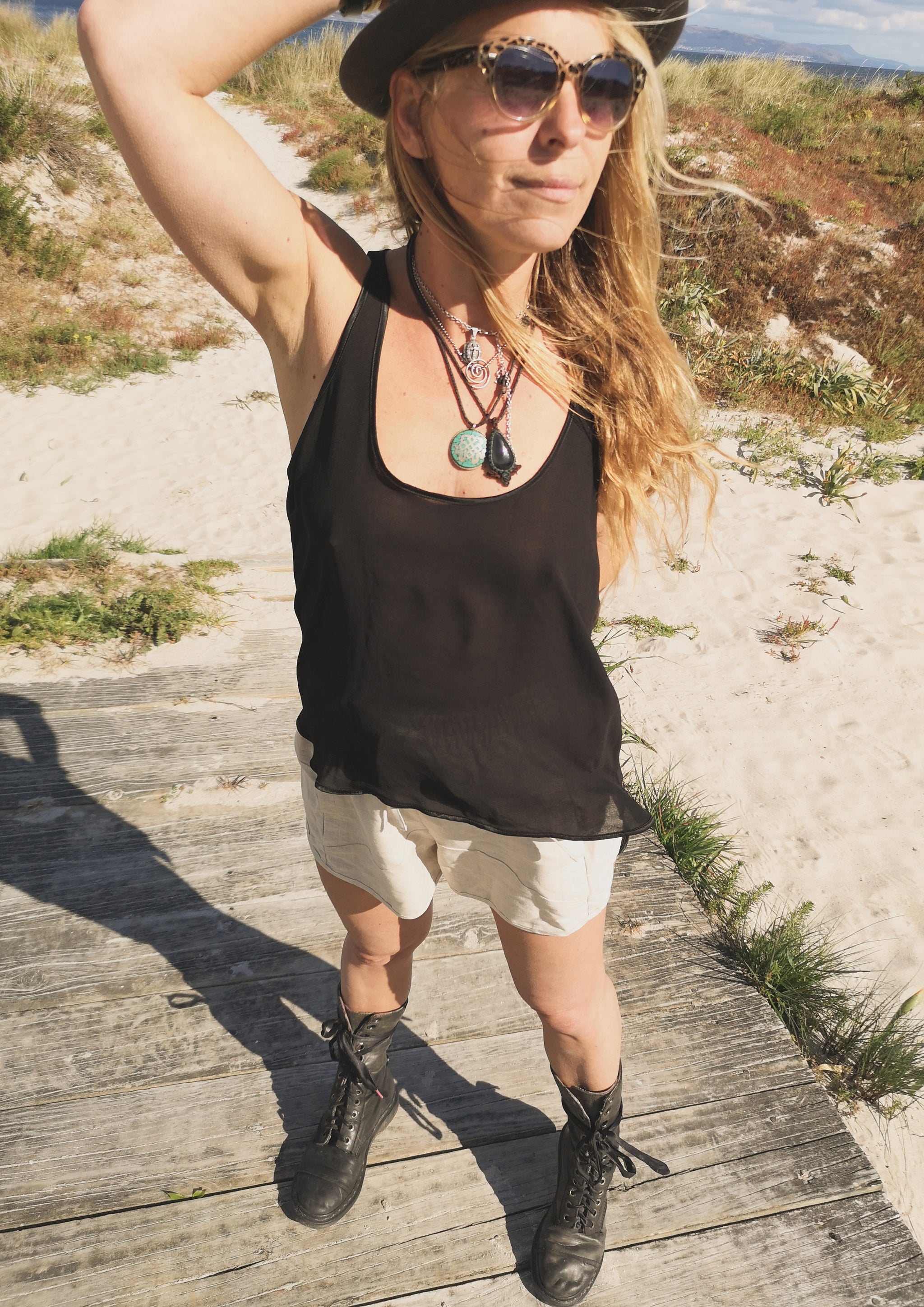 TANK TOP - VINTAGE GEORGETTE black - BERENIK