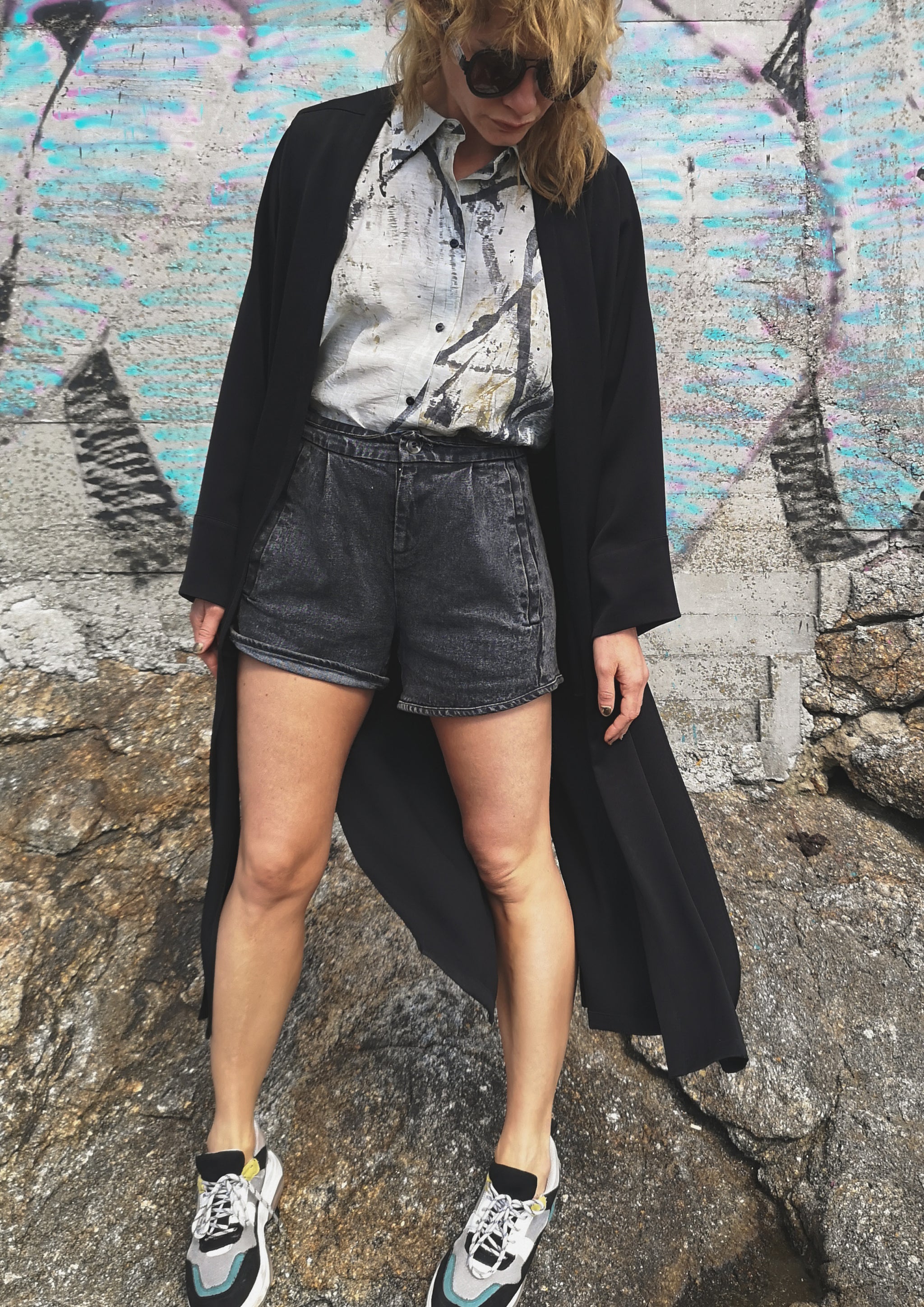 CARDIGAN LONG - HEAVY DRAPING black - BERENIK