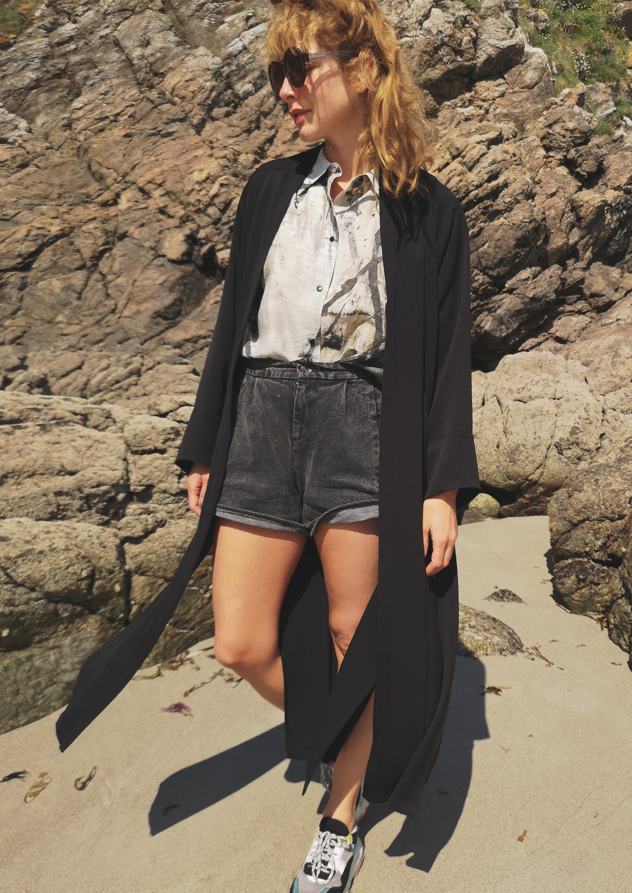 CARDIGAN LONG - HEAVY DRAPING black - BERENIK