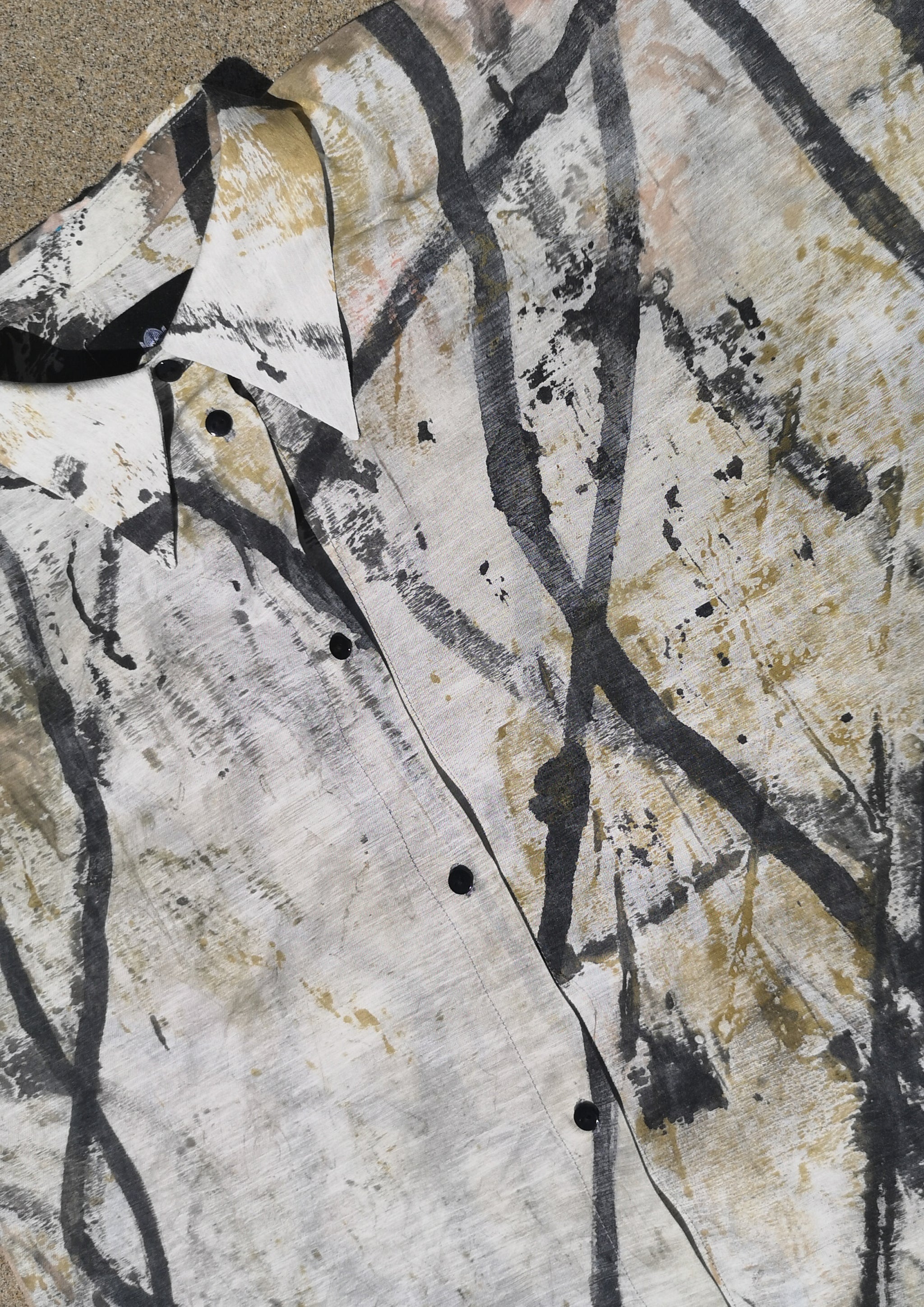 HOMEMADE - UNIQUE BLOUSE UNISEX - HAND PAINTED - black / white / green - BERENIK