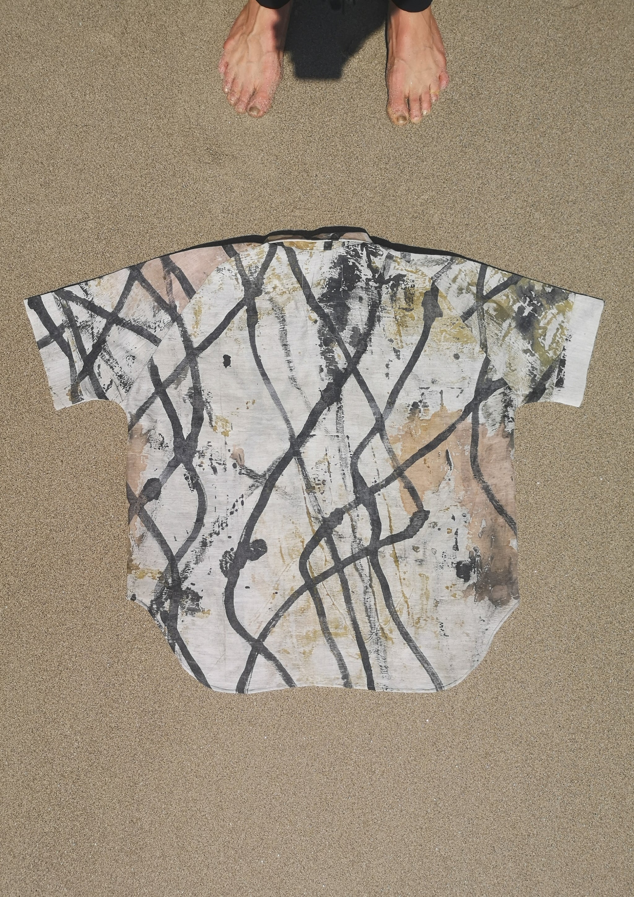 HOMEMADE - UNIQUE BLOUSE UNISEX - HAND PAINTED - black / white / green - BERENIK