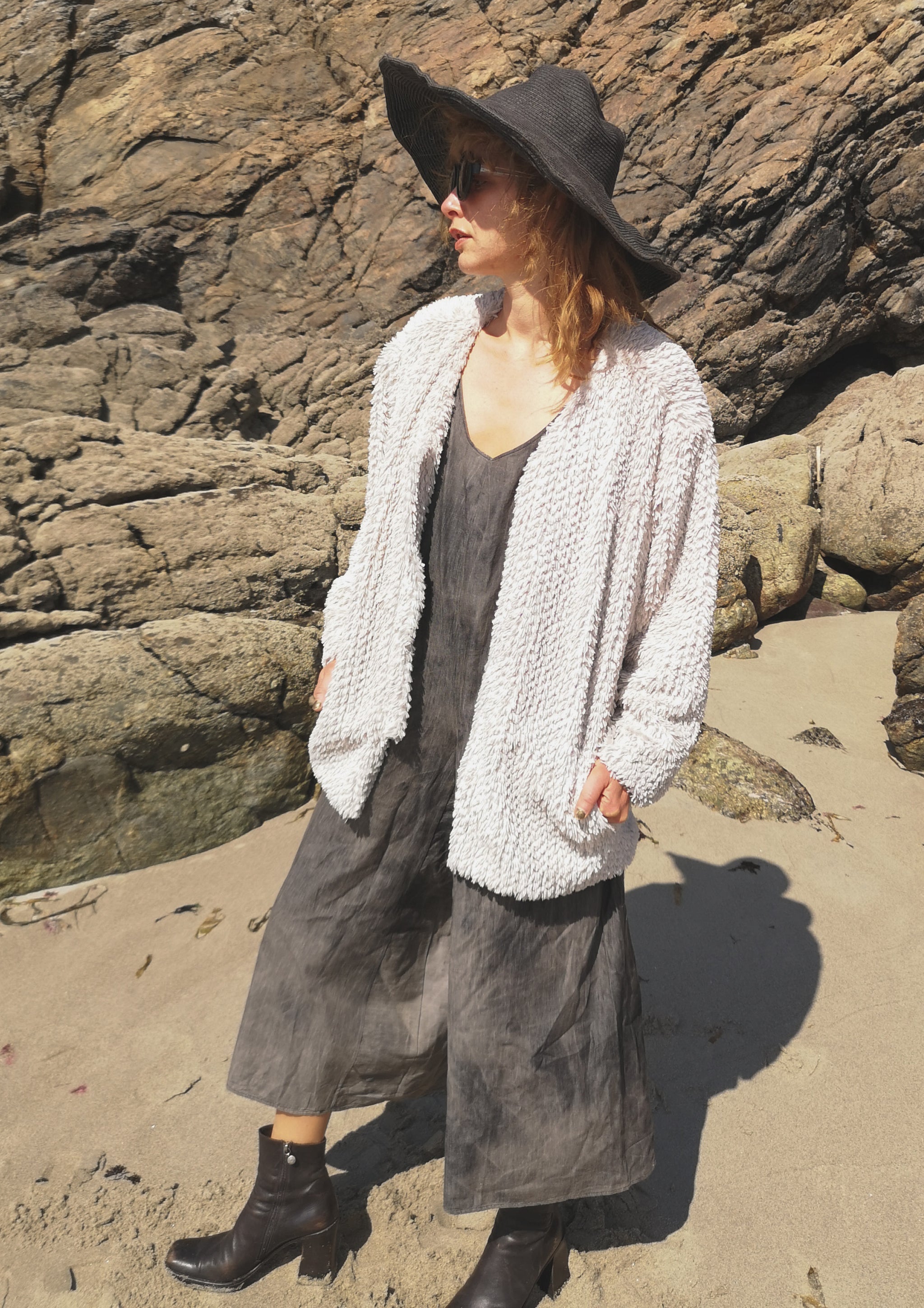 CARDIGAN - FAUX RHOMB FUR ivory - BERENIK