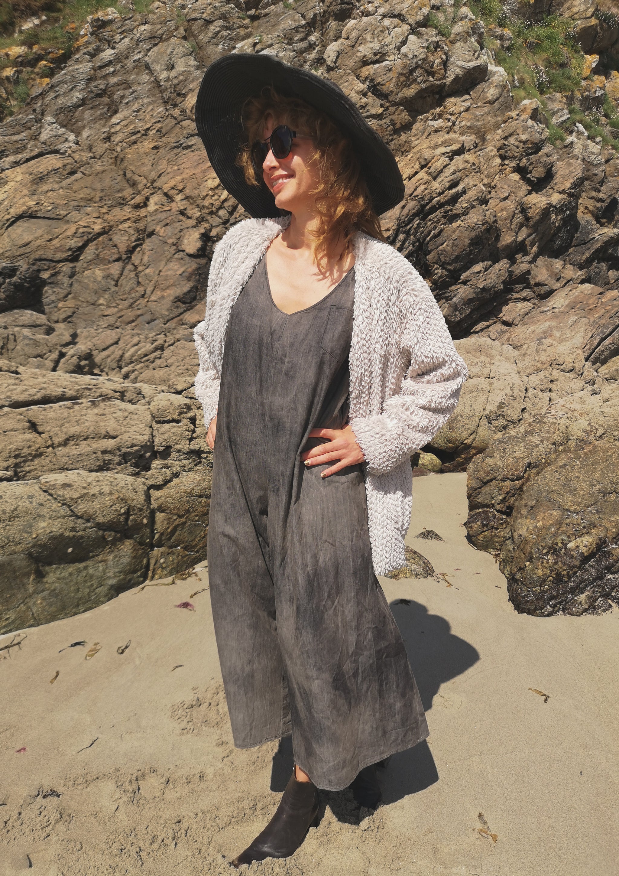 CARDIGAN - FAUX RHOMB FUR ivory - BERENIK