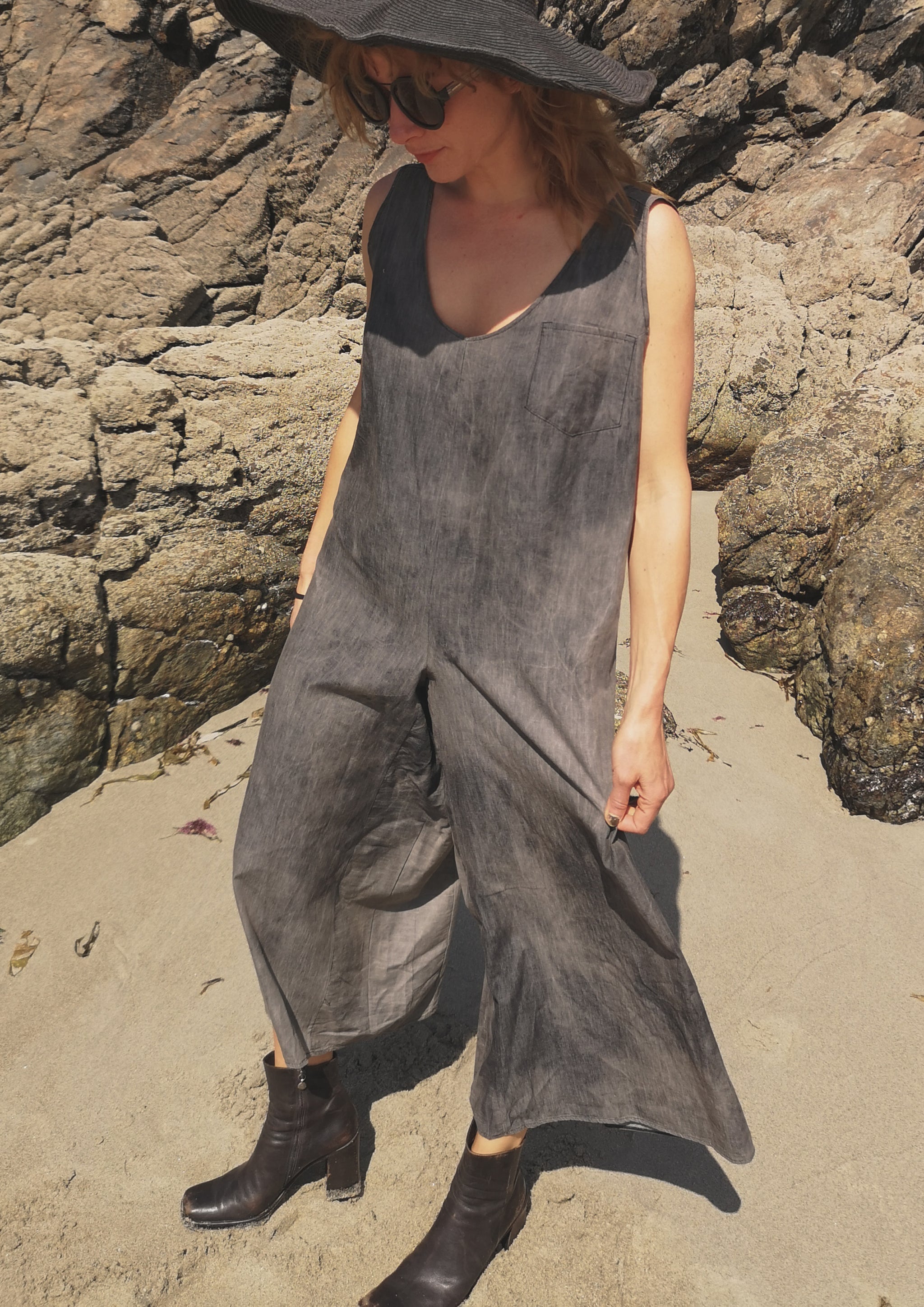 HOMEMADE - JUMPSUIT WIDE - COTTON - grey washed - BERENIK