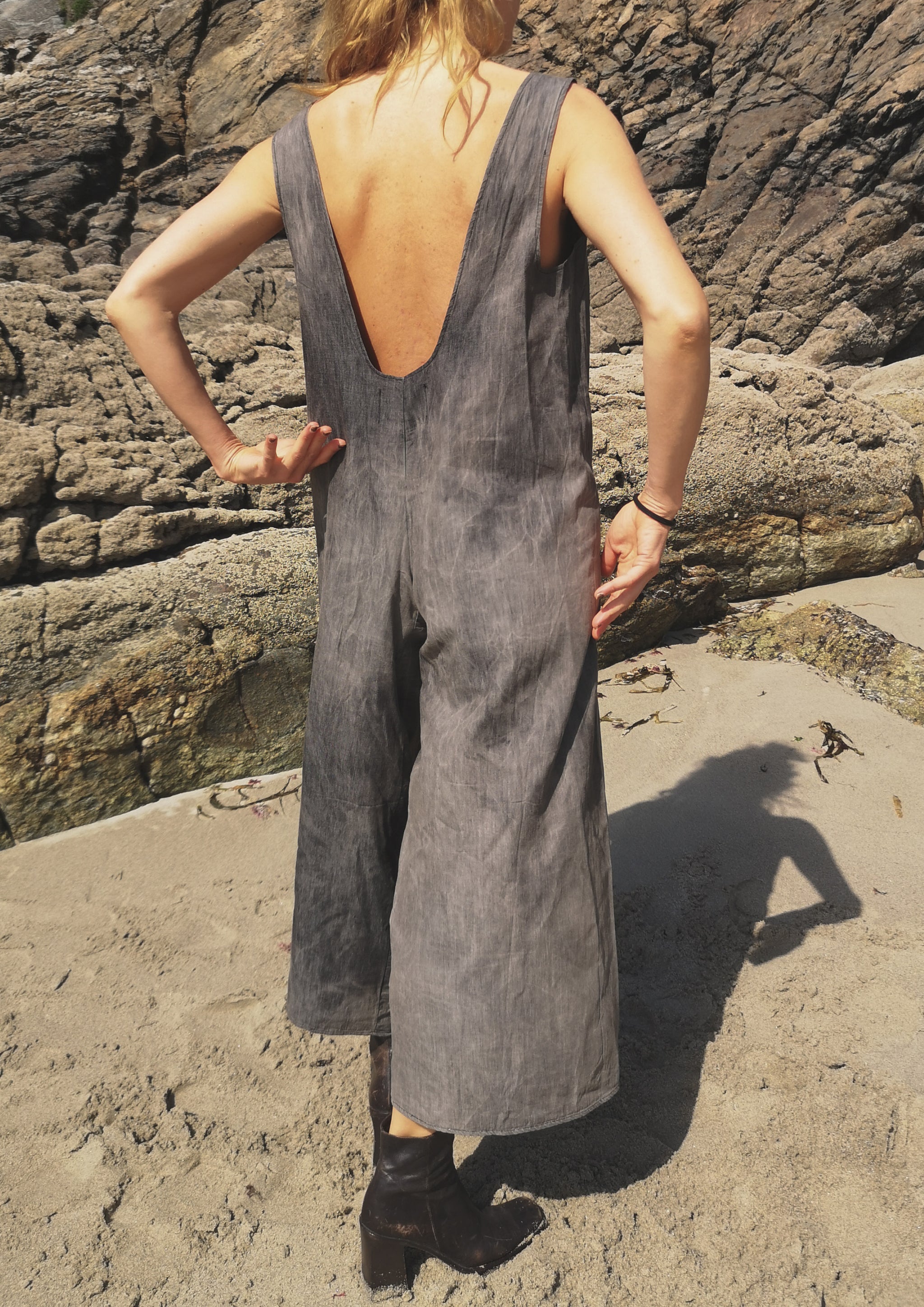 HOMEMADE - JUMPSUIT WIDE - COTTON - grey washed - BERENIK
