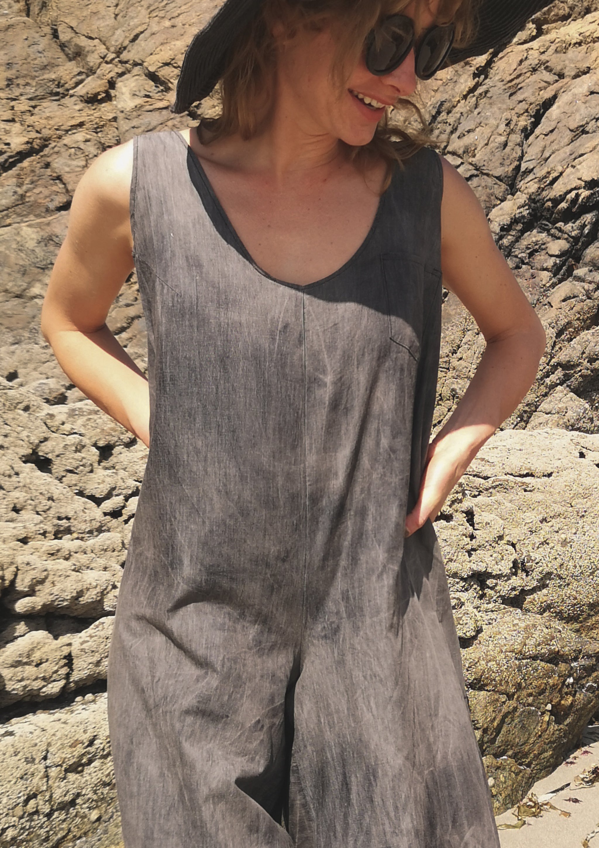 HOMEMADE - JUMPSUIT WIDE - COTTON - grey washed - BERENIK