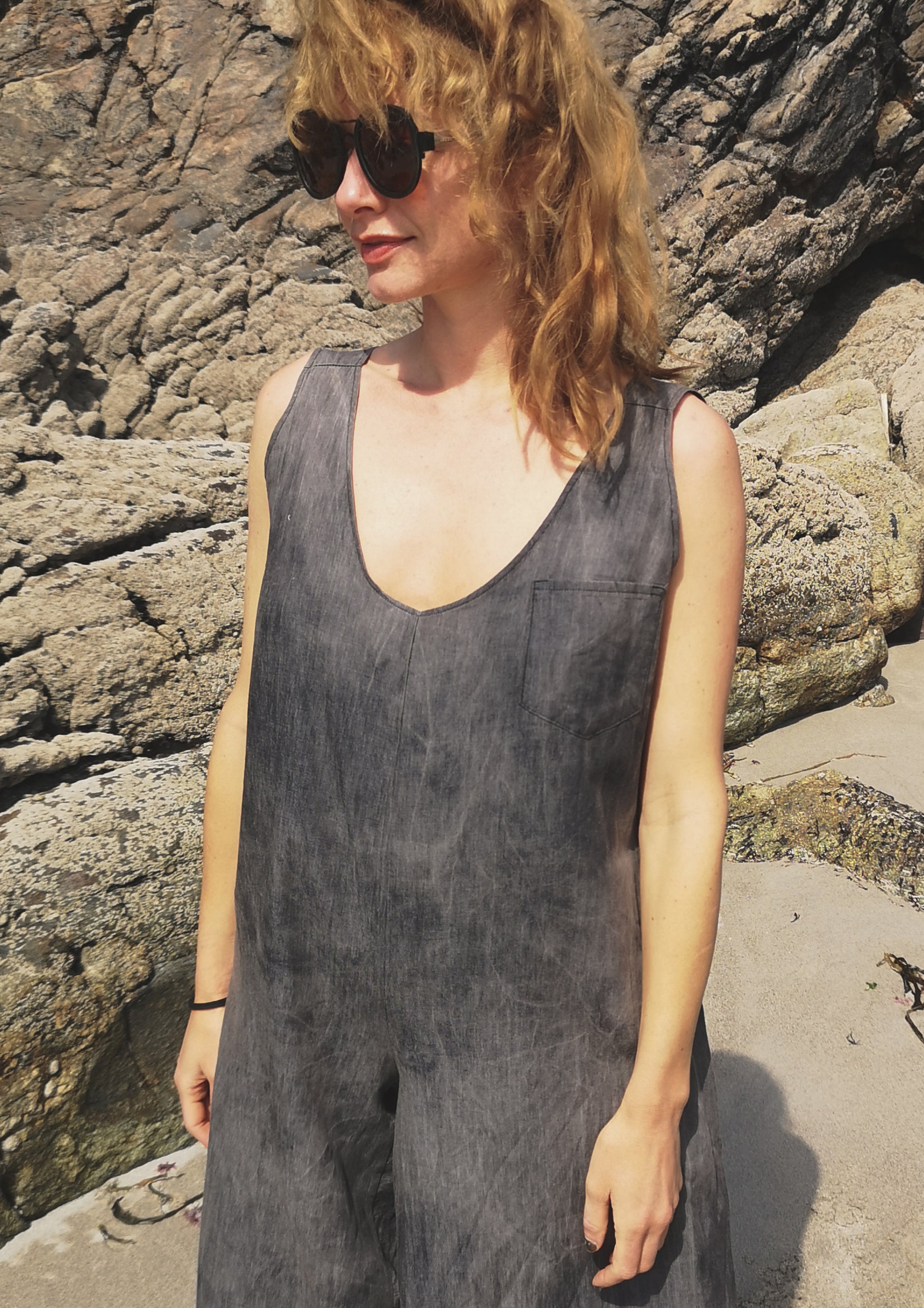 HOMEMADE - JUMPSUIT WIDE - COTTON - grey washed - BERENIK