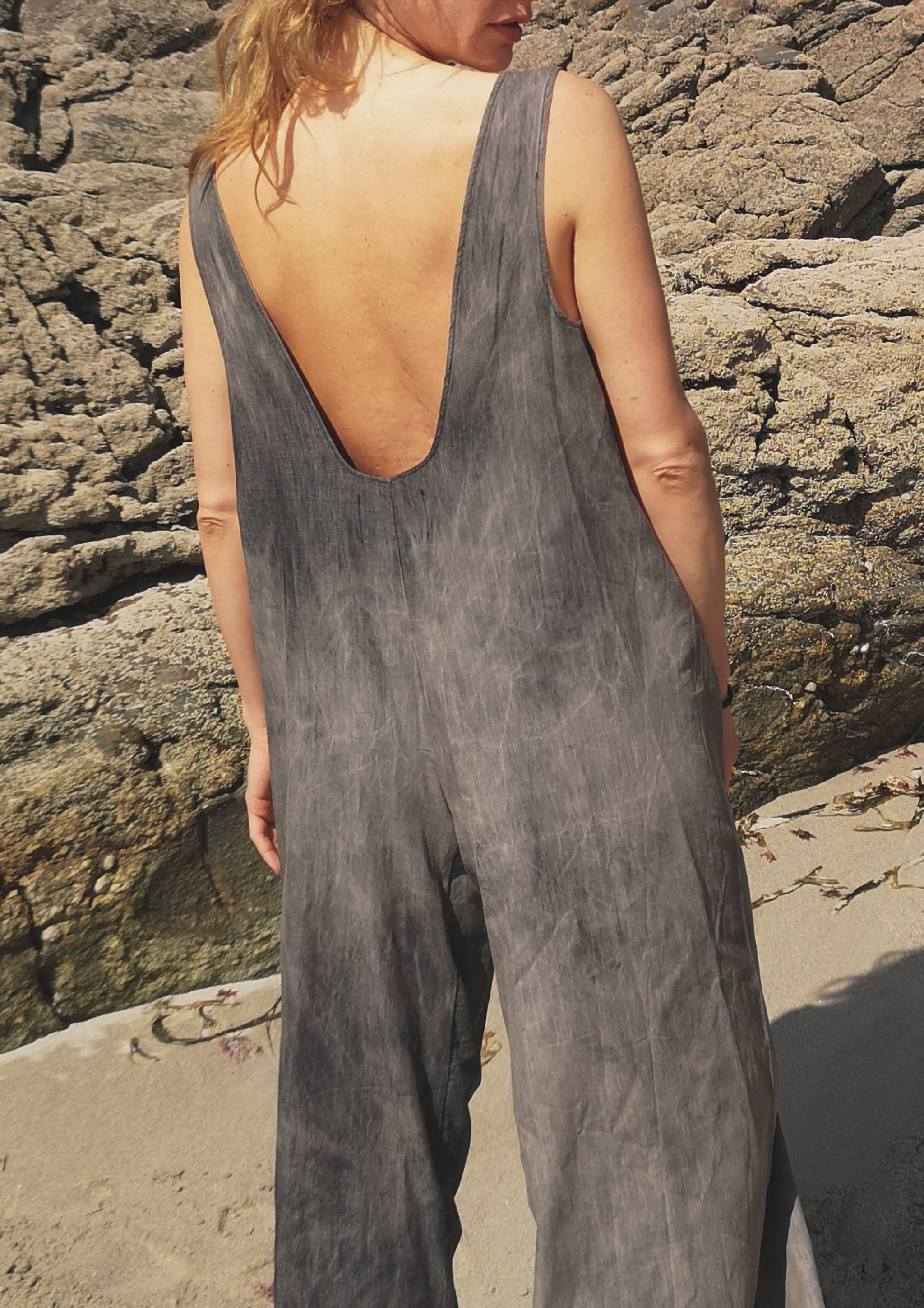 HOMEMADE - JUMPSUIT WIDE - COTTON - grey washed - BERENIK