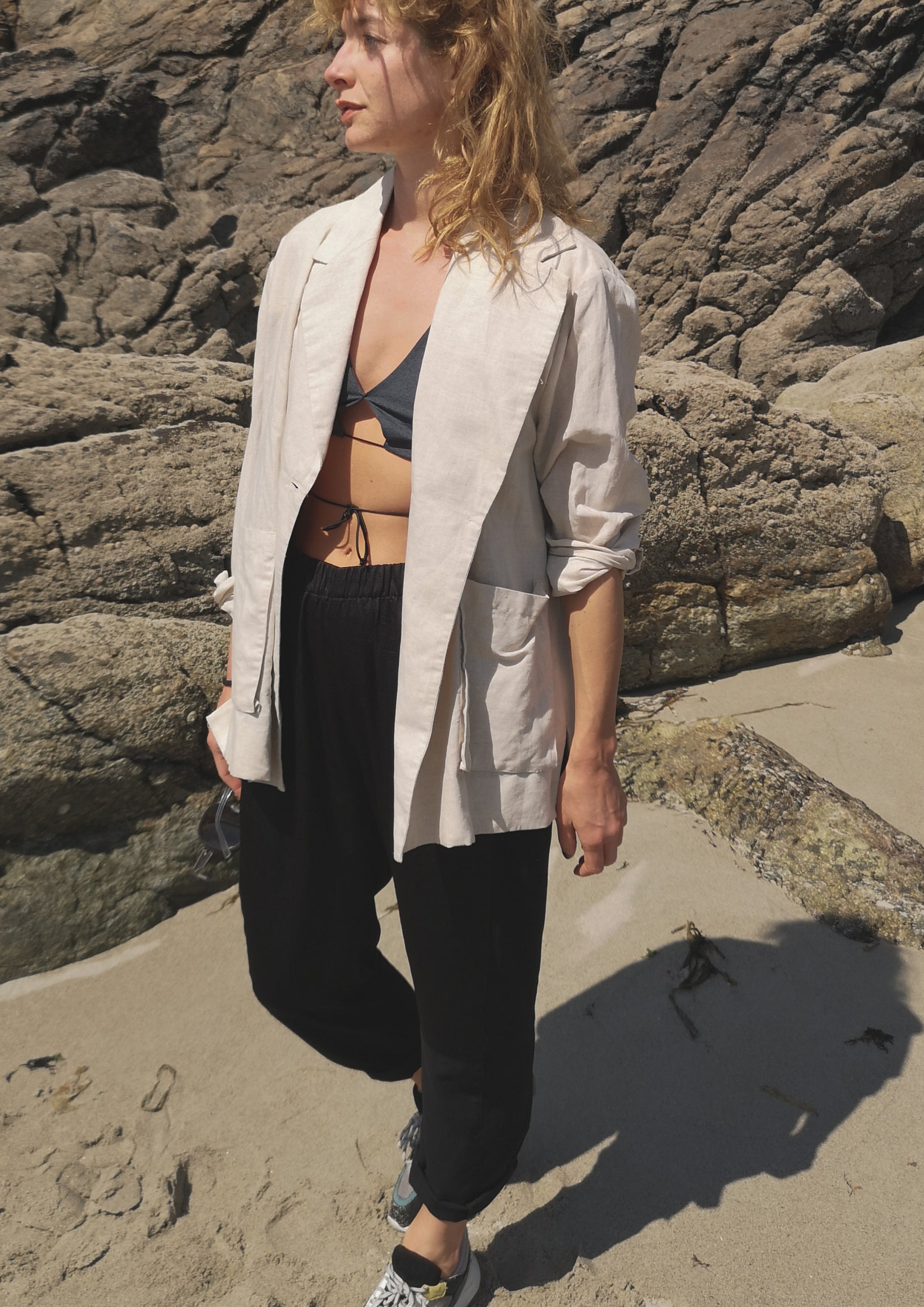 PANTS LOOSE ELASTIC - BLACK shiny - BERENIK