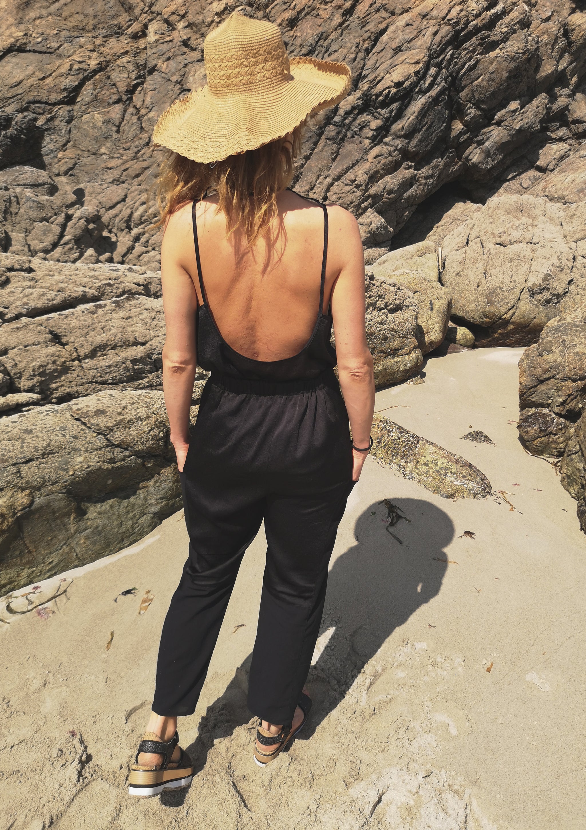 PANTS LOOSE ELASTIC - BLACK shiny - BERENIK