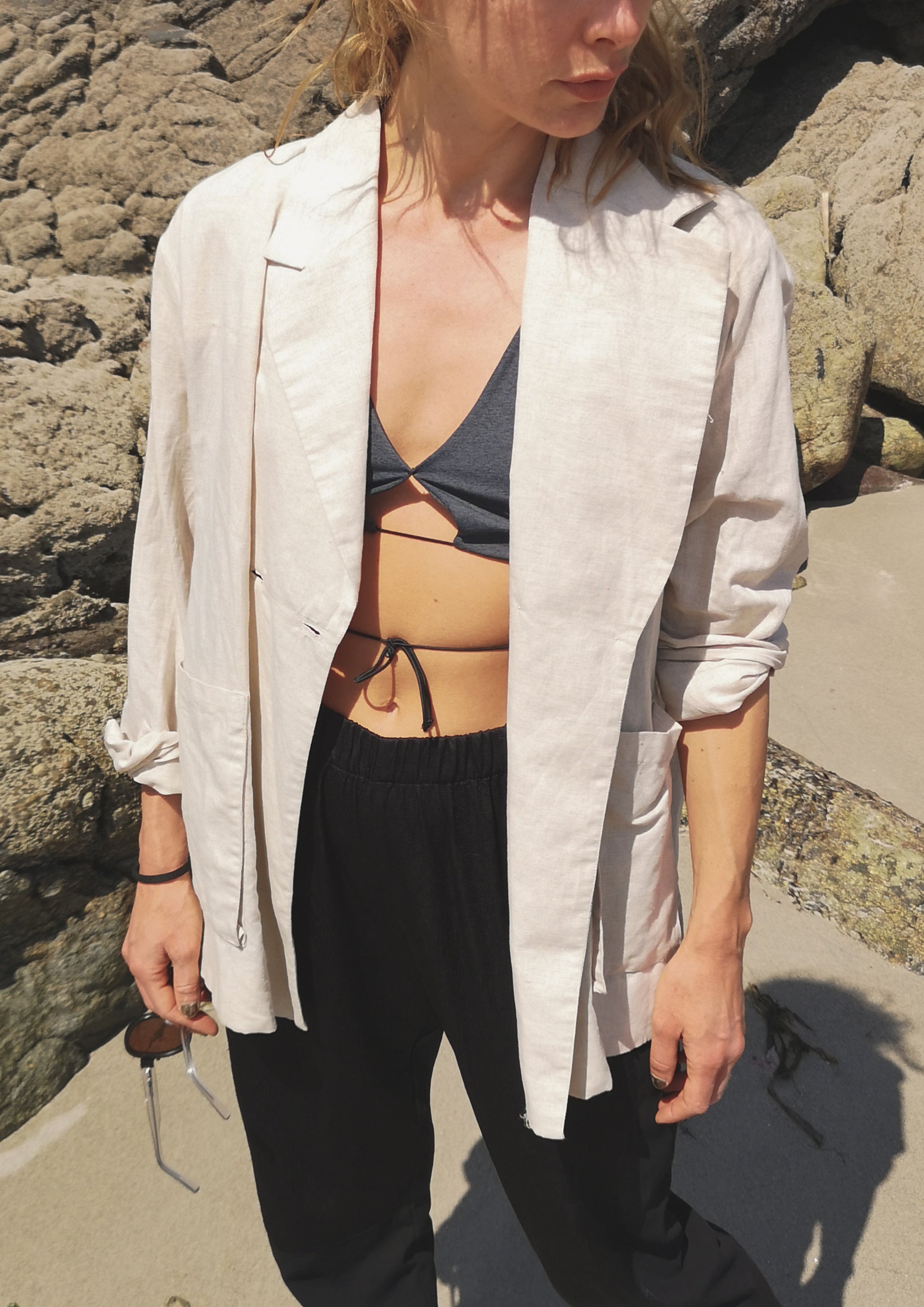 LIGHT SUMMER JACKET/BLAZER - NATURAL LINEN whithe - BERENIK