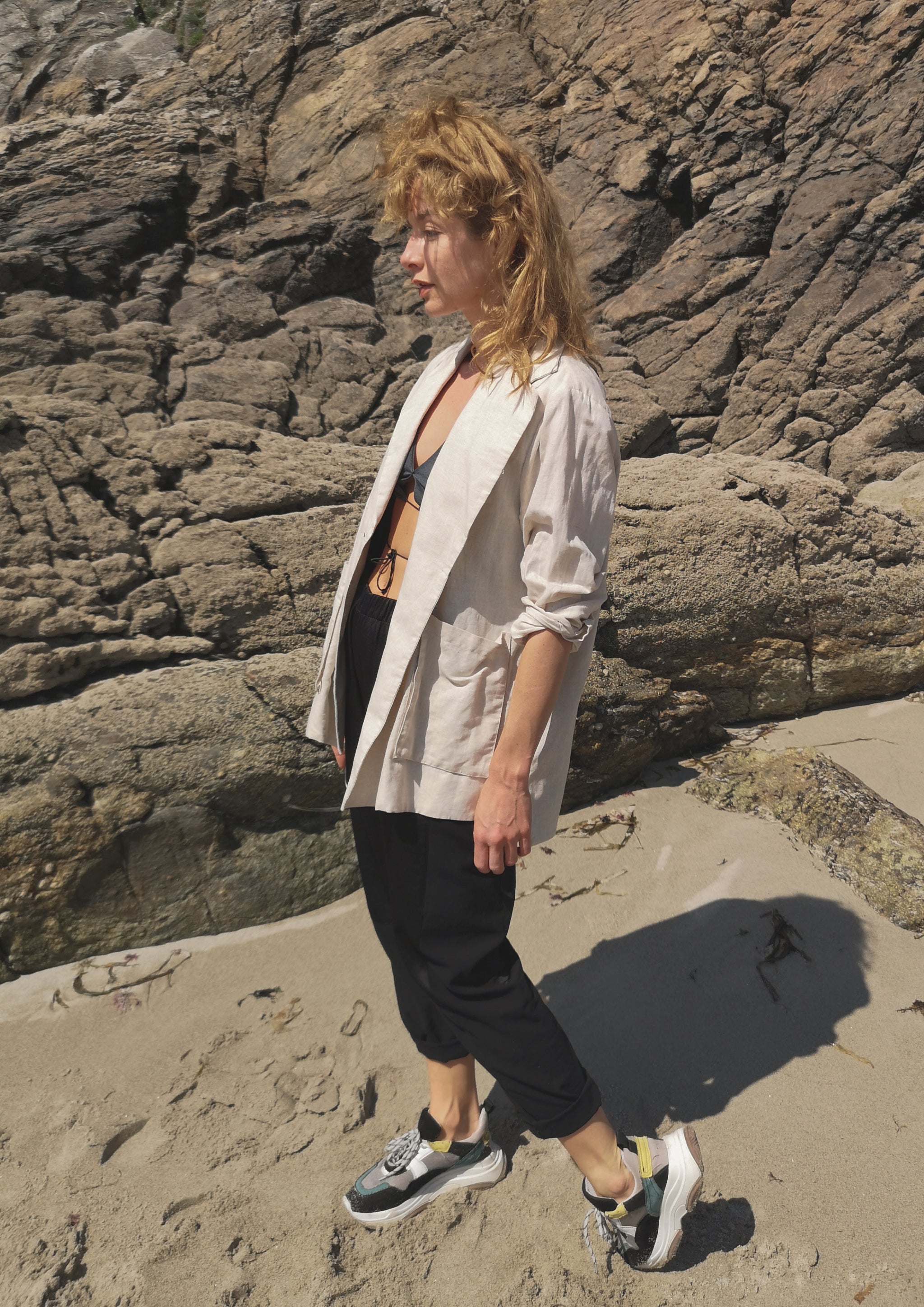 LIGHT SUMMER JACKET/BLAZER - NATURAL LINEN whithe - BERENIK