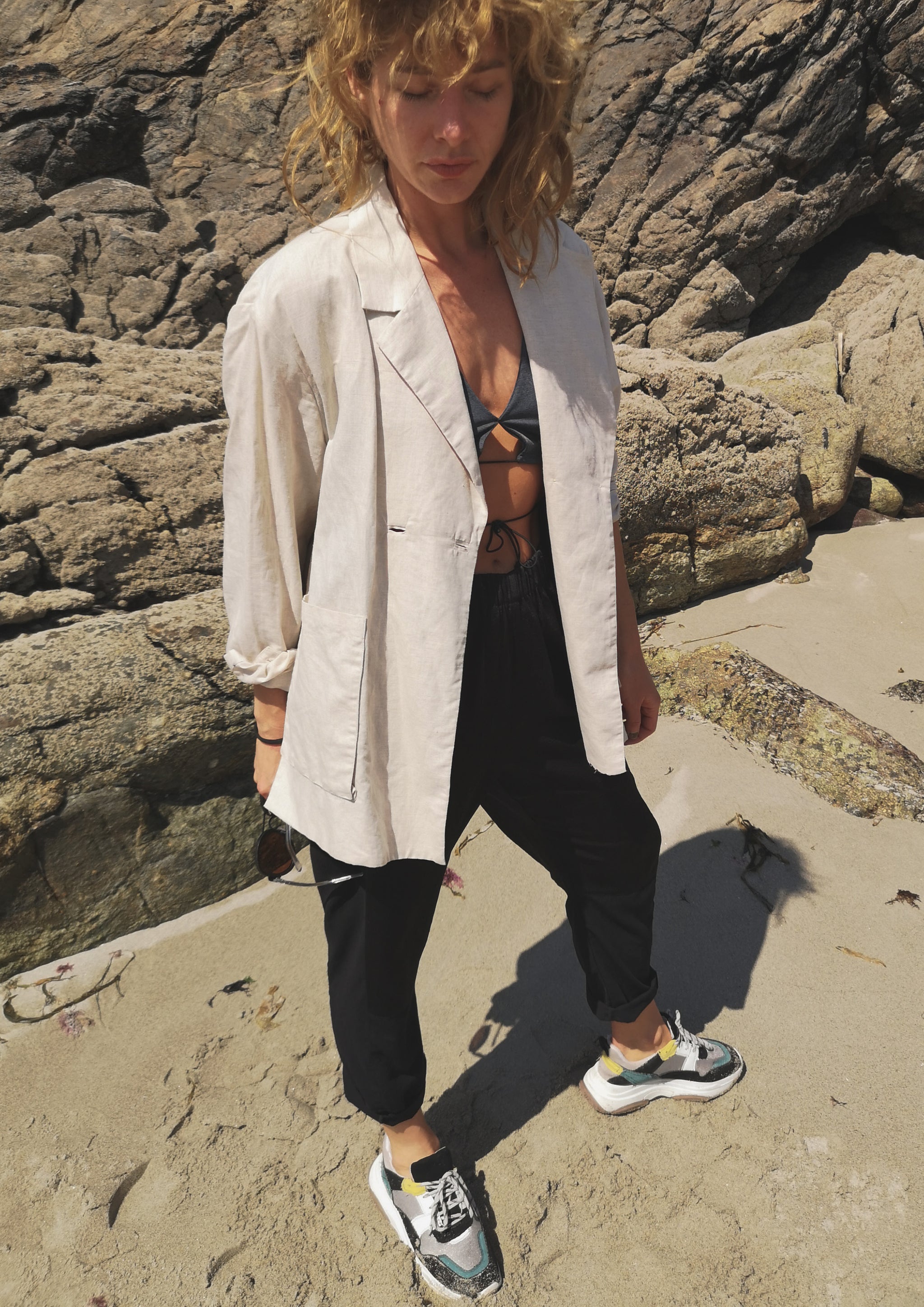 LIGHT SUMMER JACKET/BLAZER - NATURAL LINEN whithe - BERENIK