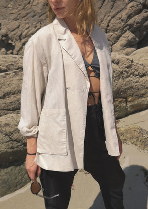 LIGHT SUMMER JACKET/BLAZER - NATURAL LINEN whithe - BERENIK