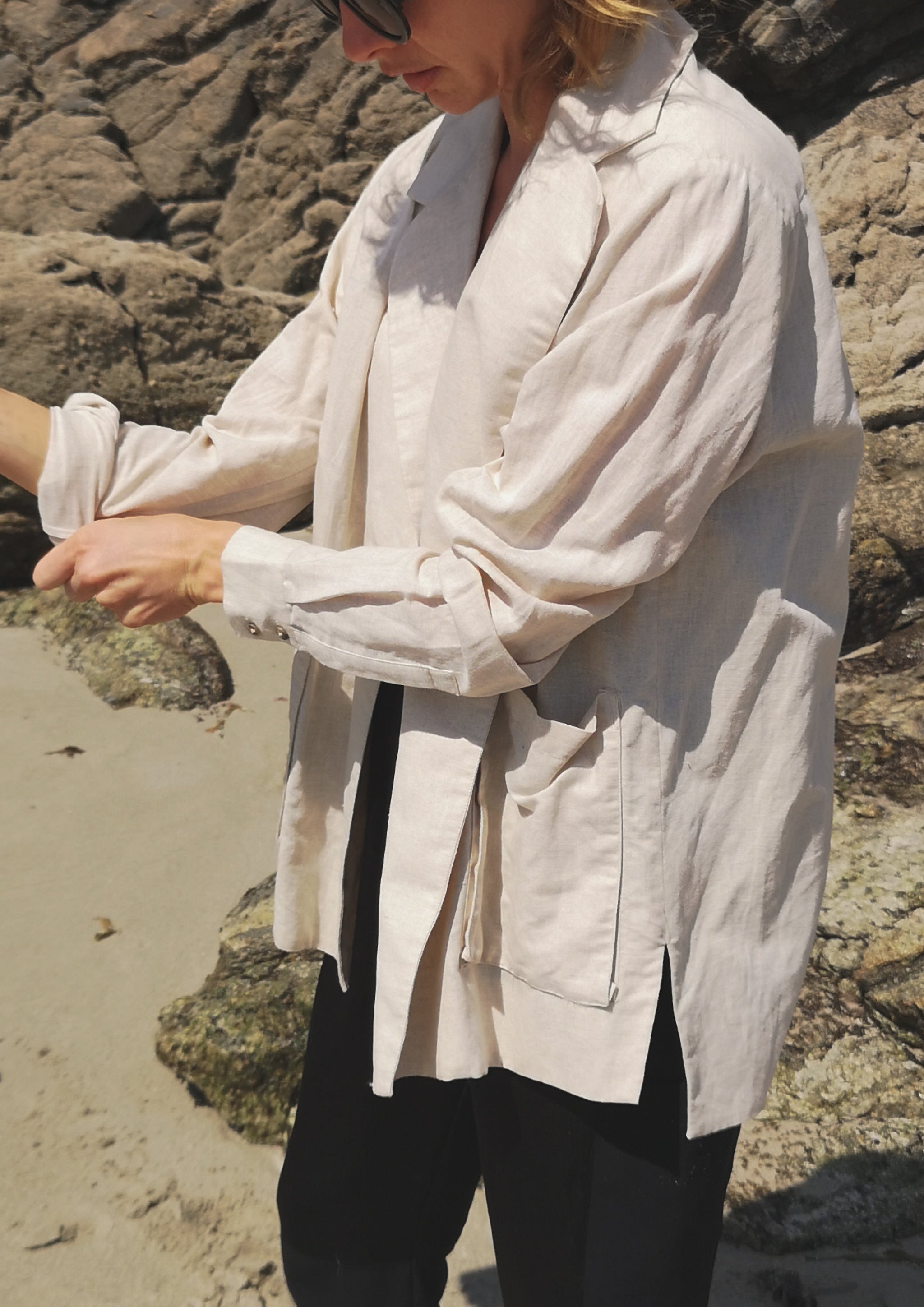 LIGHT SUMMER JACKET/BLAZER - NATURAL LINEN whithe - BERENIK