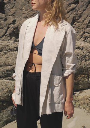 LIGHT SUMMER JACKET/BLAZER - NATURAL LINEN whithe - BERENIK
