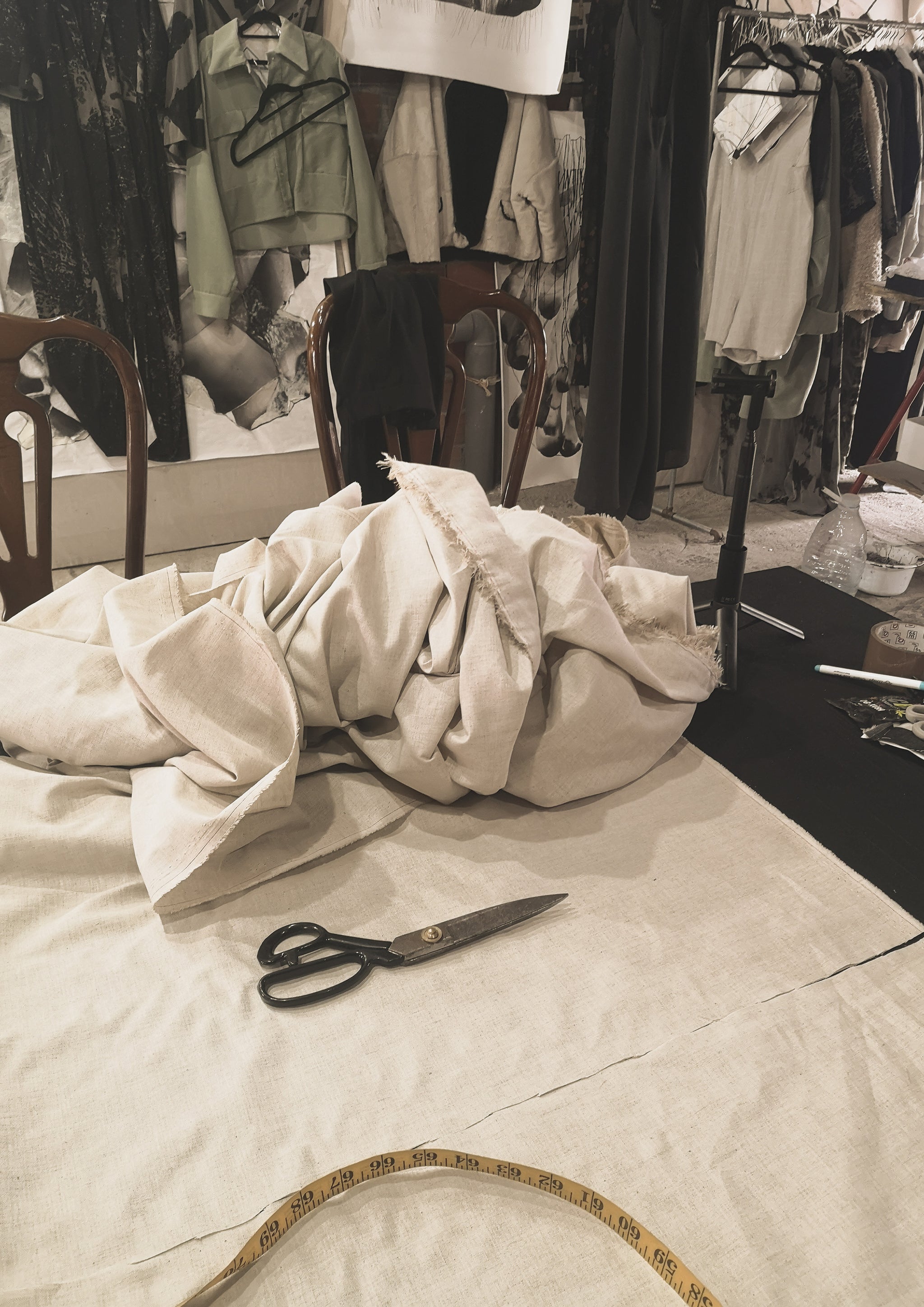 HOMEMADE - JUMPSUIT WIDE - LINEN - natural white - BERENIK