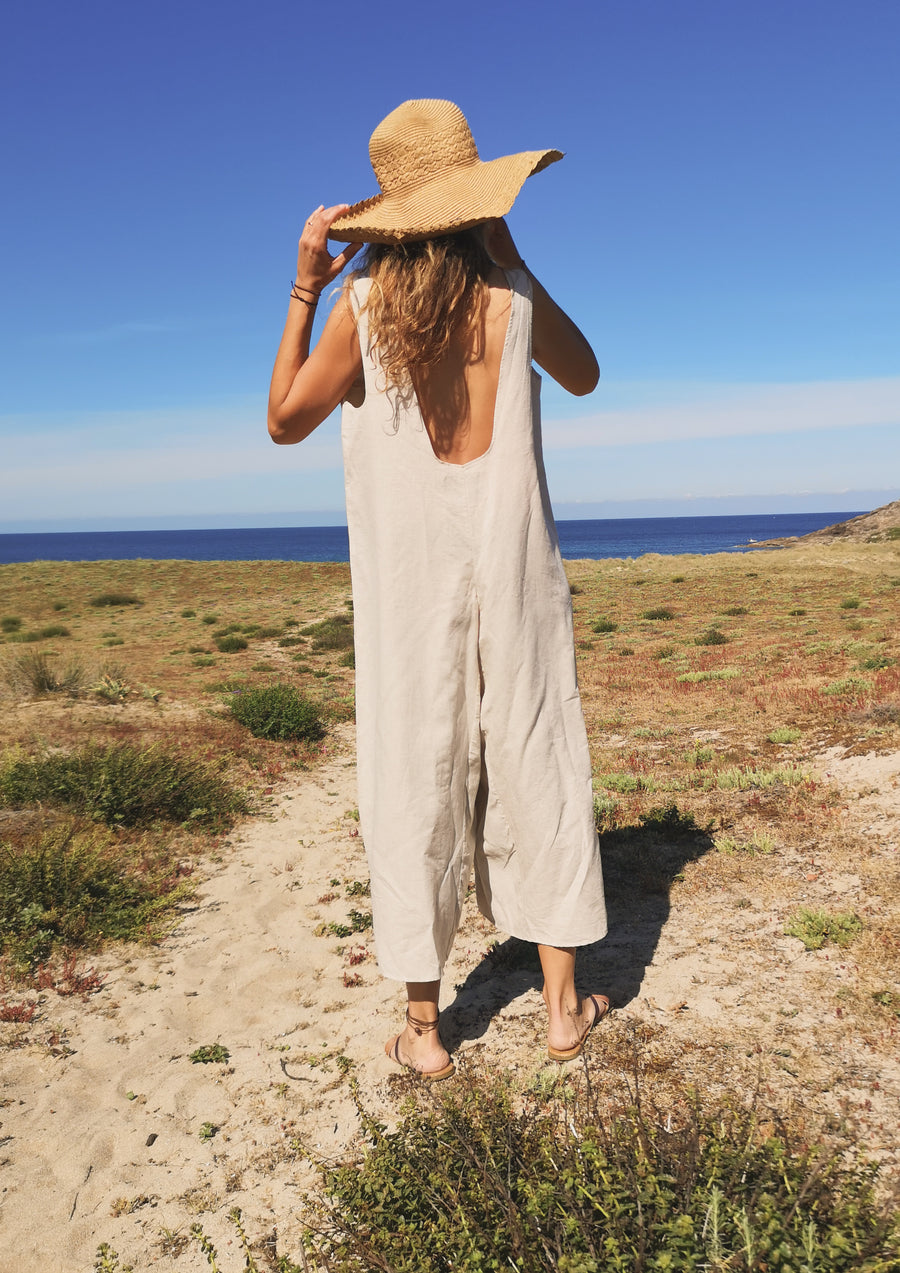 HOMEMADE - JUMPSUIT WIDE - LINEN - natural white - BERENIK