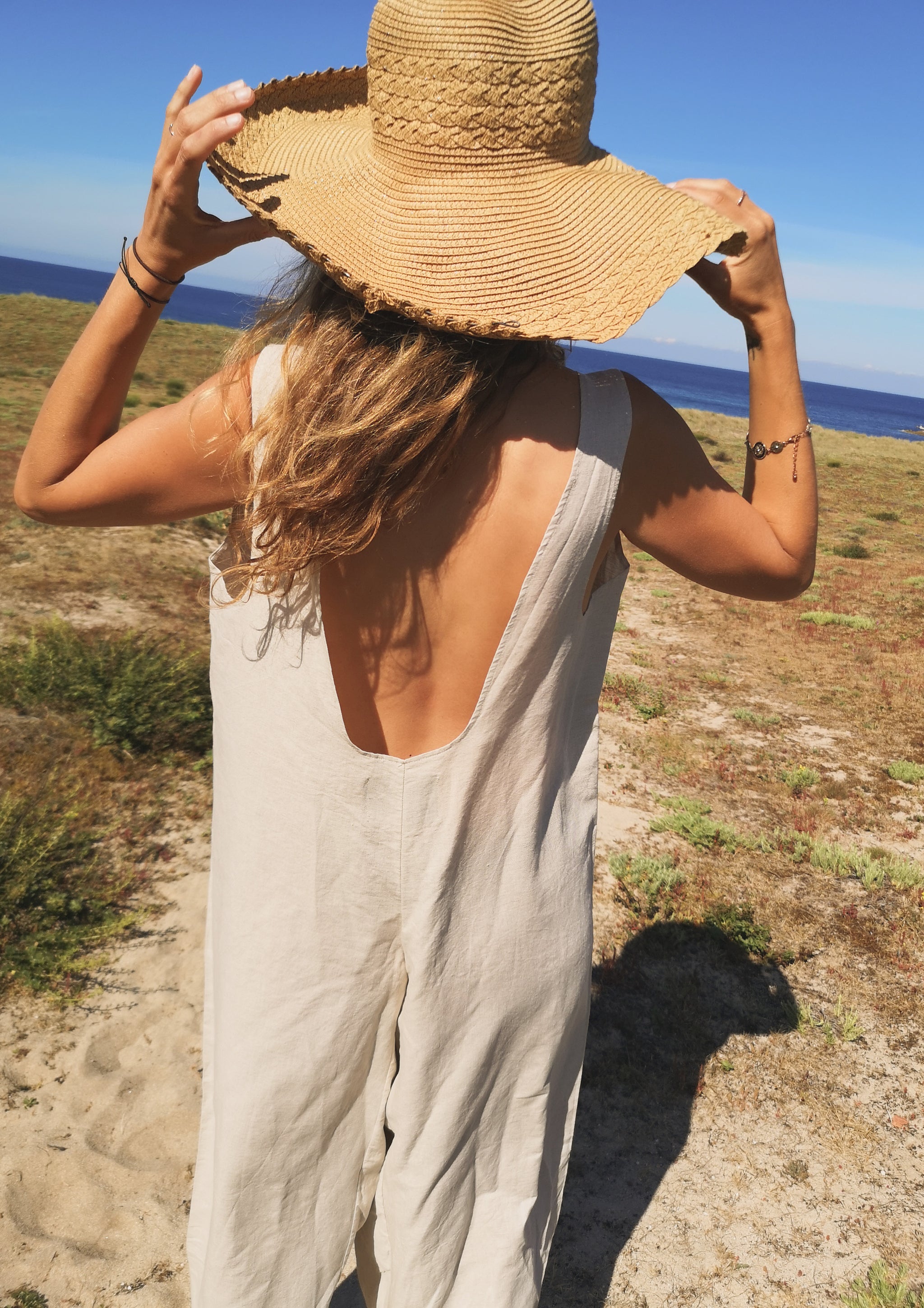 HOMEMADE - JUMPSUIT WIDE - LINEN - natural white - BERENIK