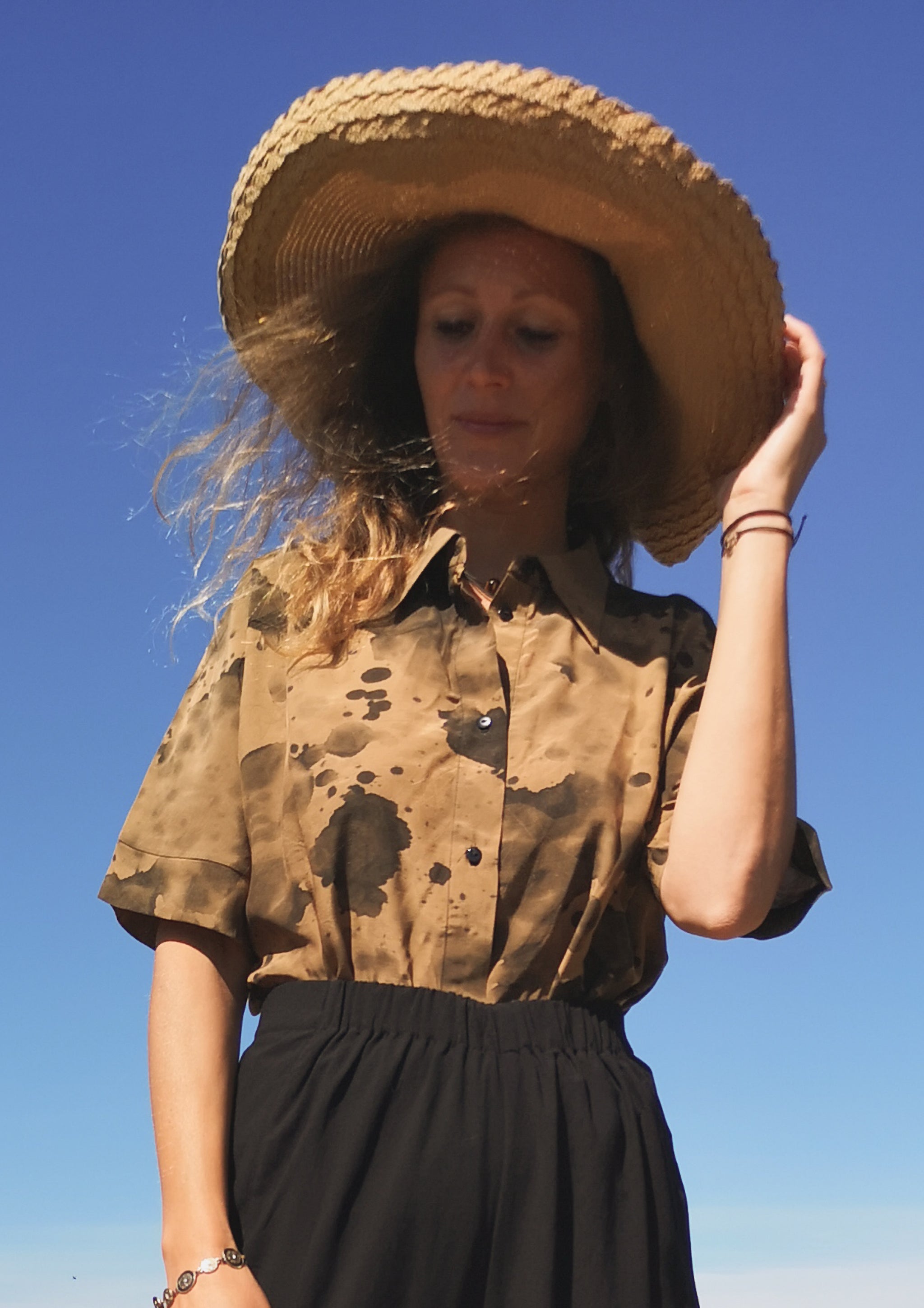 HOMEMADE - UNIQUE BLOUSE UNISEX - HAND PAINTED - gold / black - BERENIK