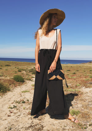 JUMPSUIT WIDE - black/creme - BERENIK