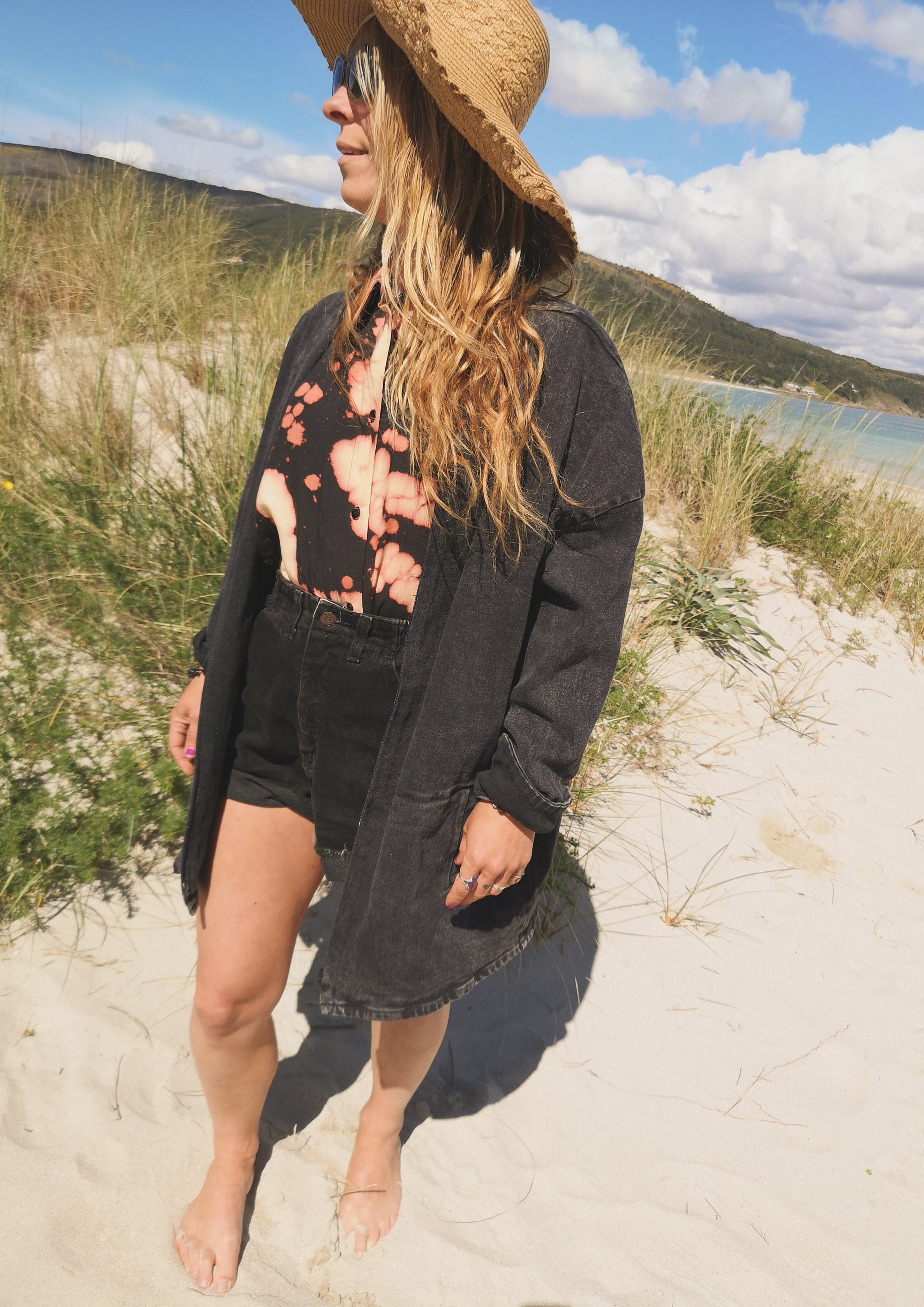 SUMMER DRESS/JACKET V-NECK ZIP - DENIM washed black - BERENIK