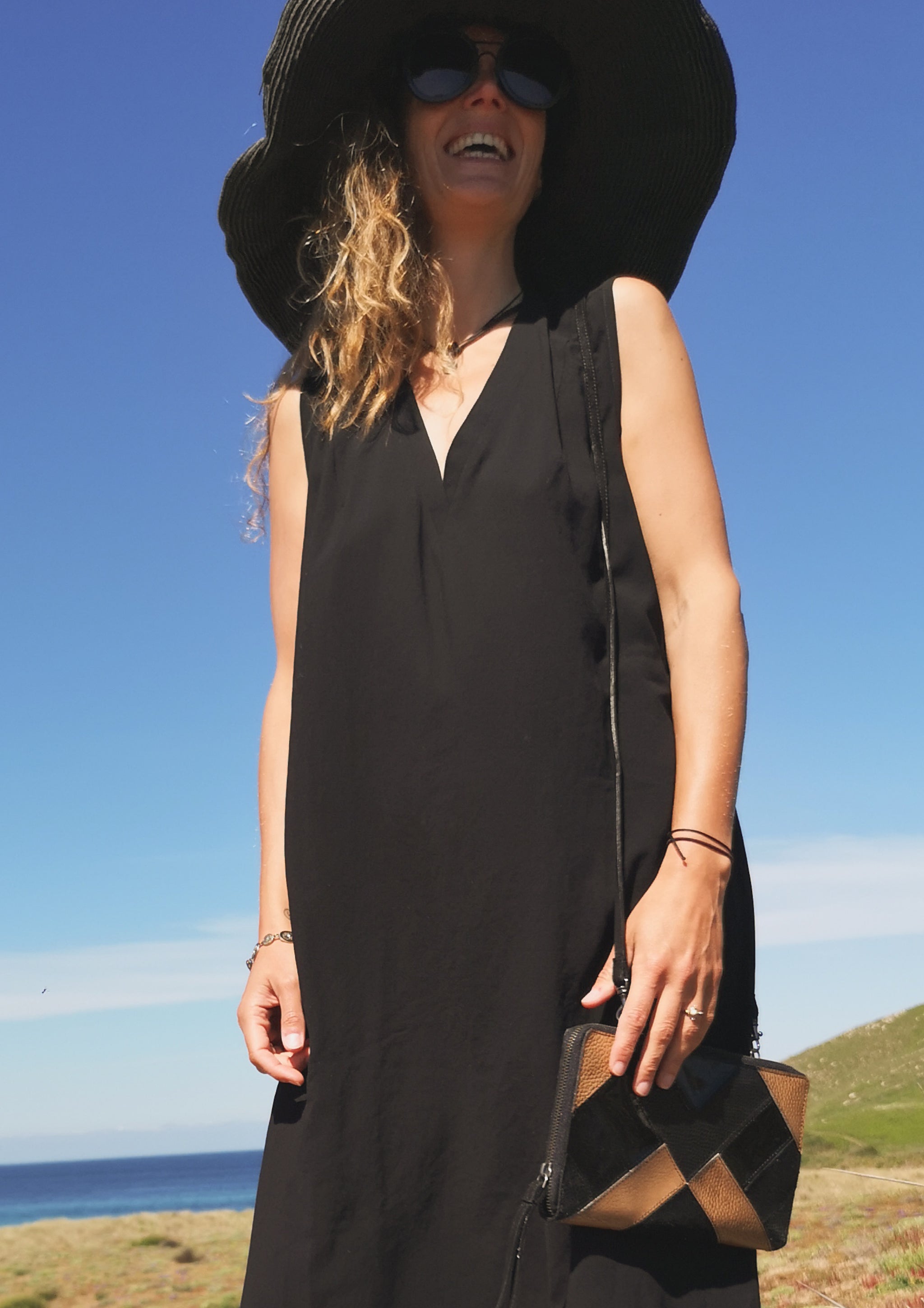 Plain black sleeveless dress shop