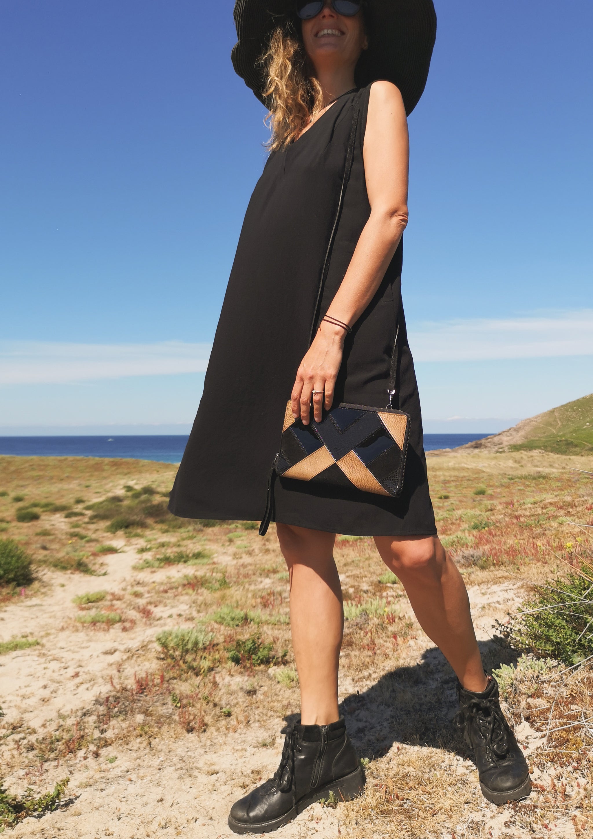 PURSE - LEATHER patchwork brown/black - BERENIK