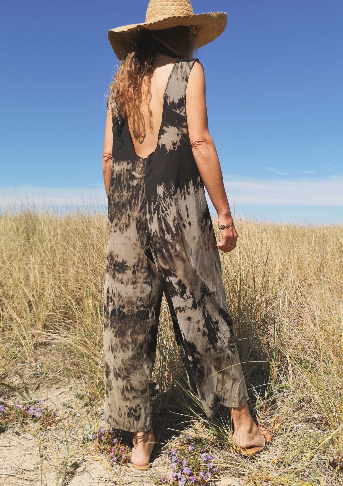 HOMEMADE - JUMPSUIT WIDE - COTTON - hand bleached - BERENIK