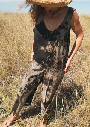 HOMEMADE - JUMPSUIT WIDE - COTTON - hand bleached - BERENIK