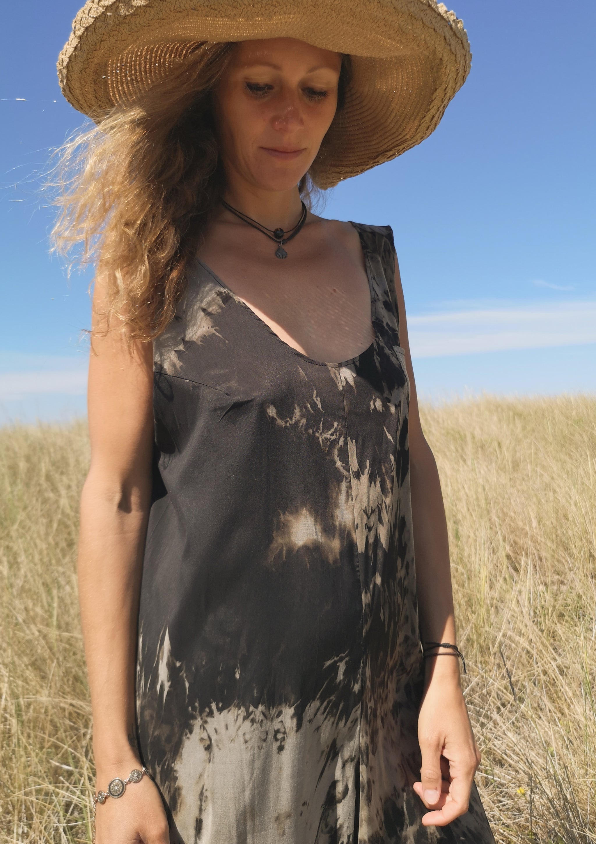 HOMEMADE - JUMPSUIT WIDE - COTTON - hand bleached - BERENIK