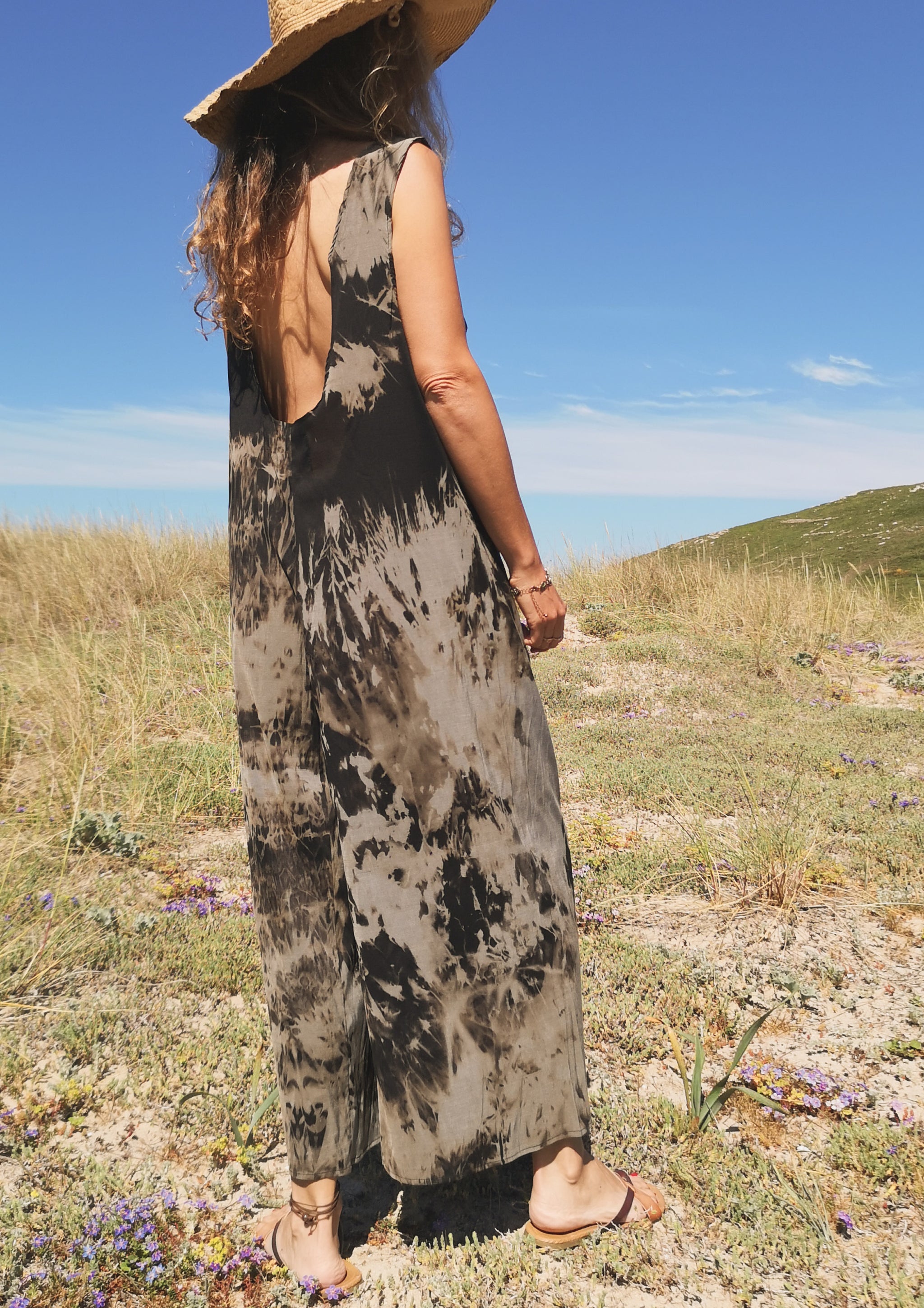 HOMEMADE - JUMPSUIT WIDE - COTTON - hand bleached - BERENIK