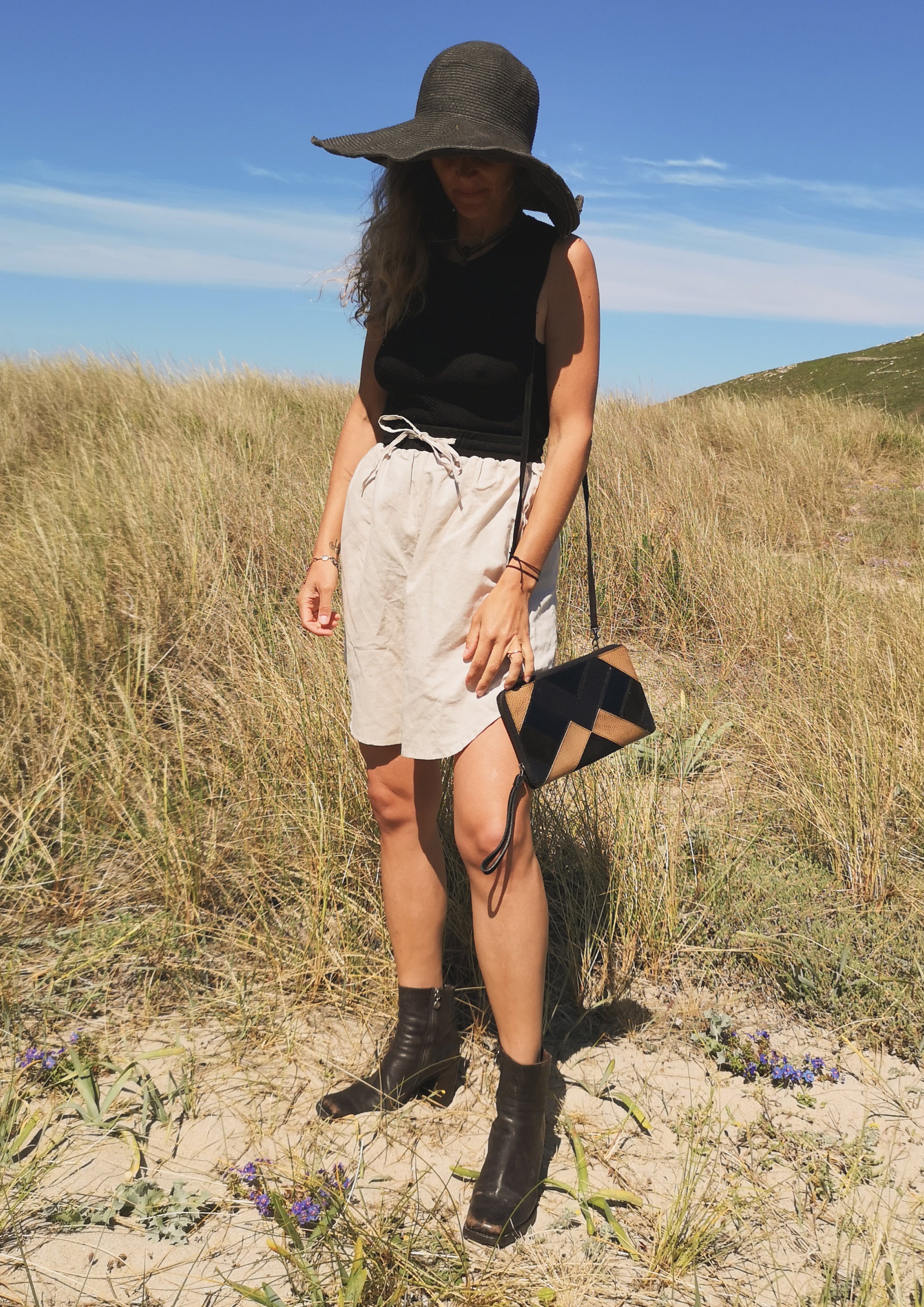 SHORTS HIGH WAIST WIDE - LINEN natural white - BERENIK