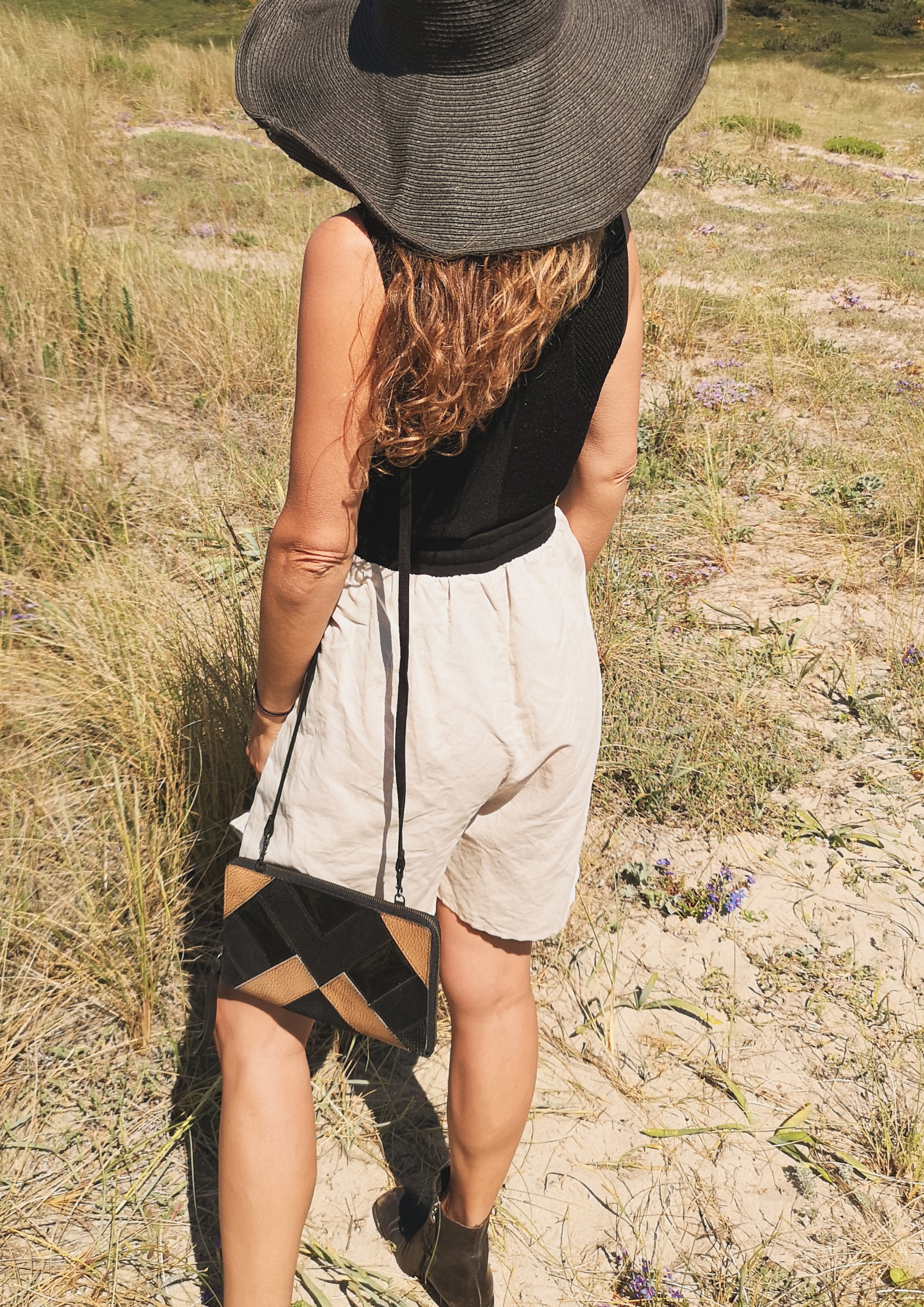 SHORTS HIGH WAIST WIDE - LINEN natural white - BERENIK