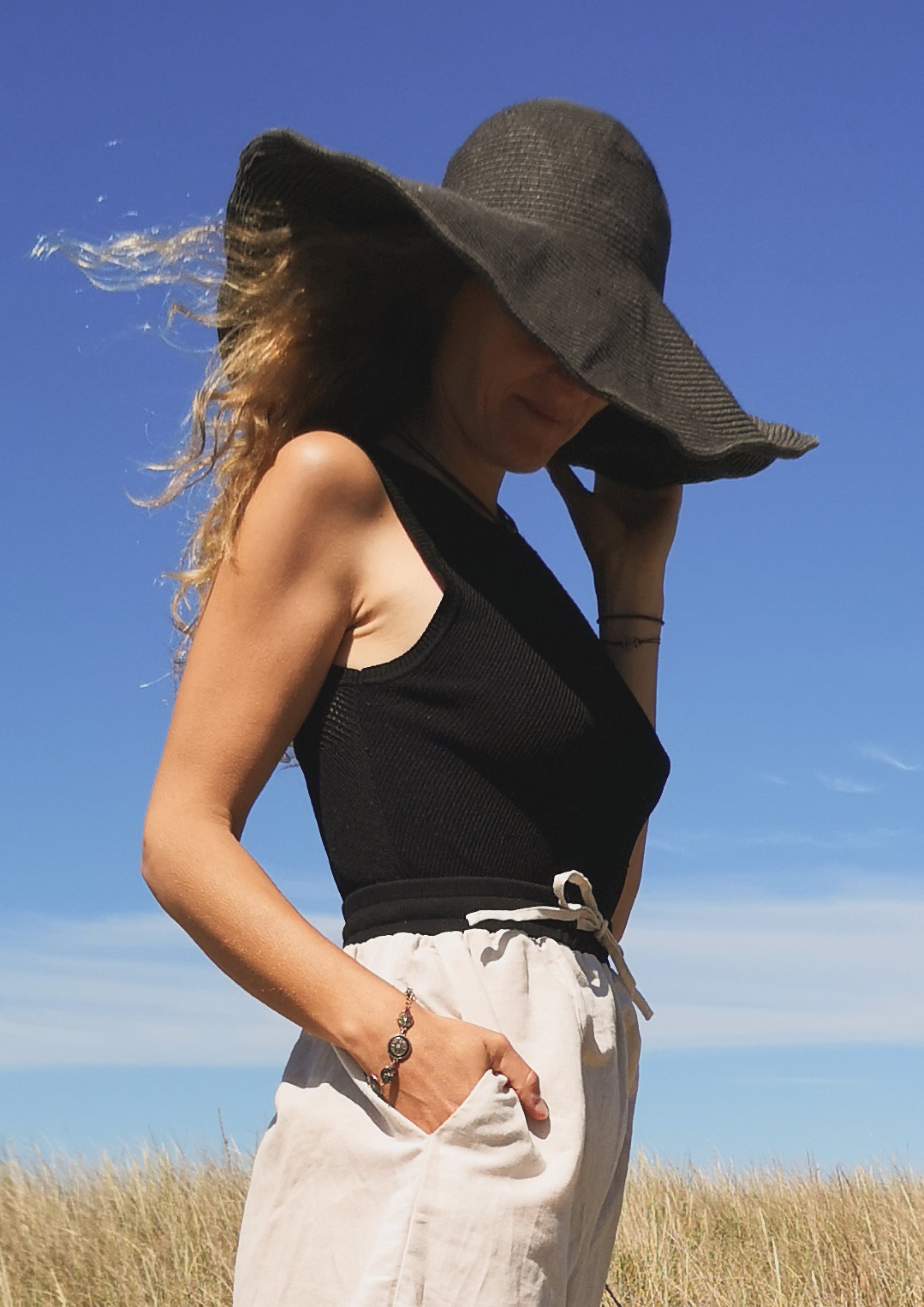 SHIRT SLEEVELESS STRETCH - KNIT black - BERENIK