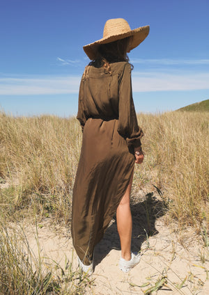 BLOUSE/DRESS - SILKY CUPRO khaki - BERENIK