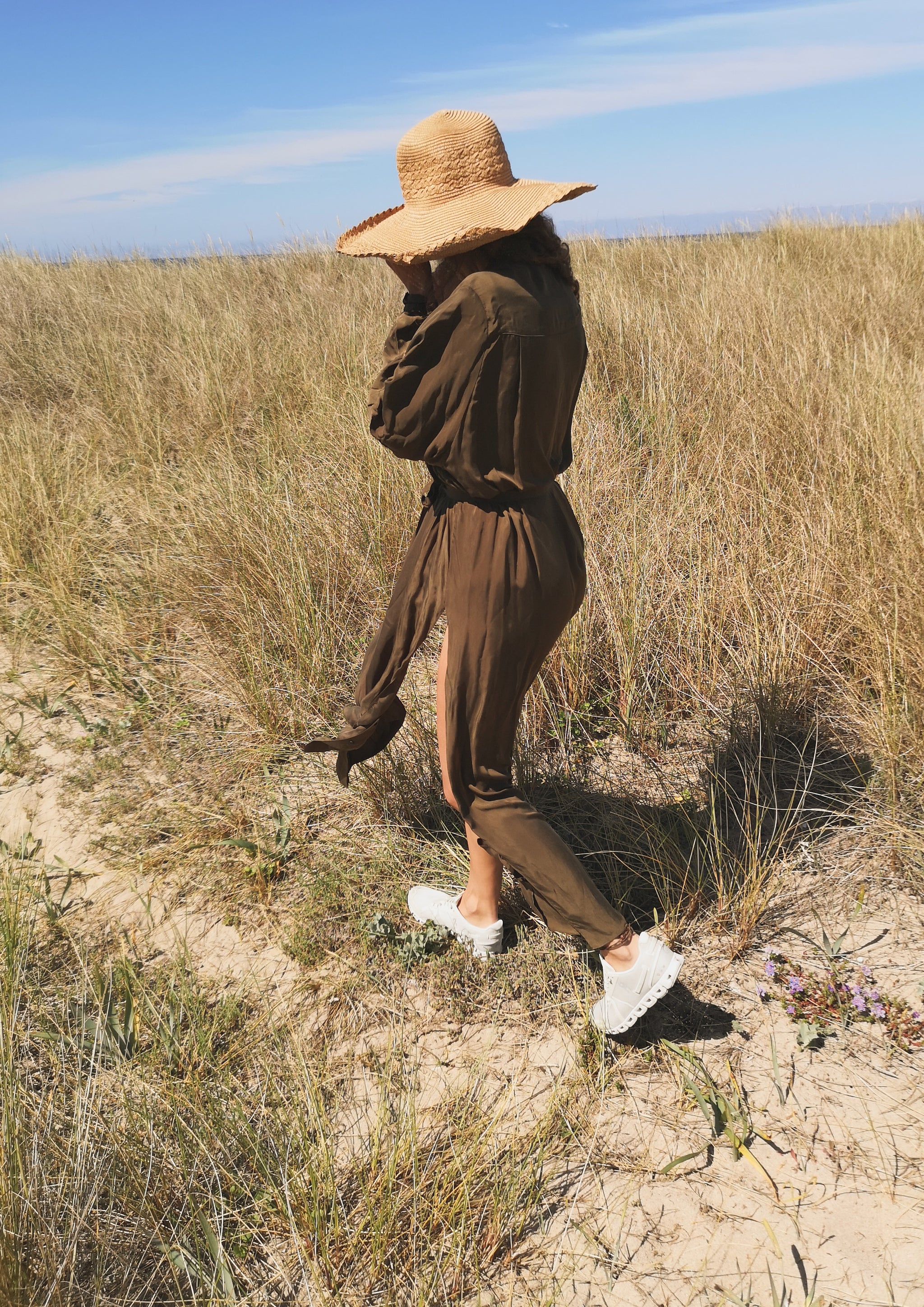 BLOUSE/DRESS - SILKY CUPRO khaki - BERENIK